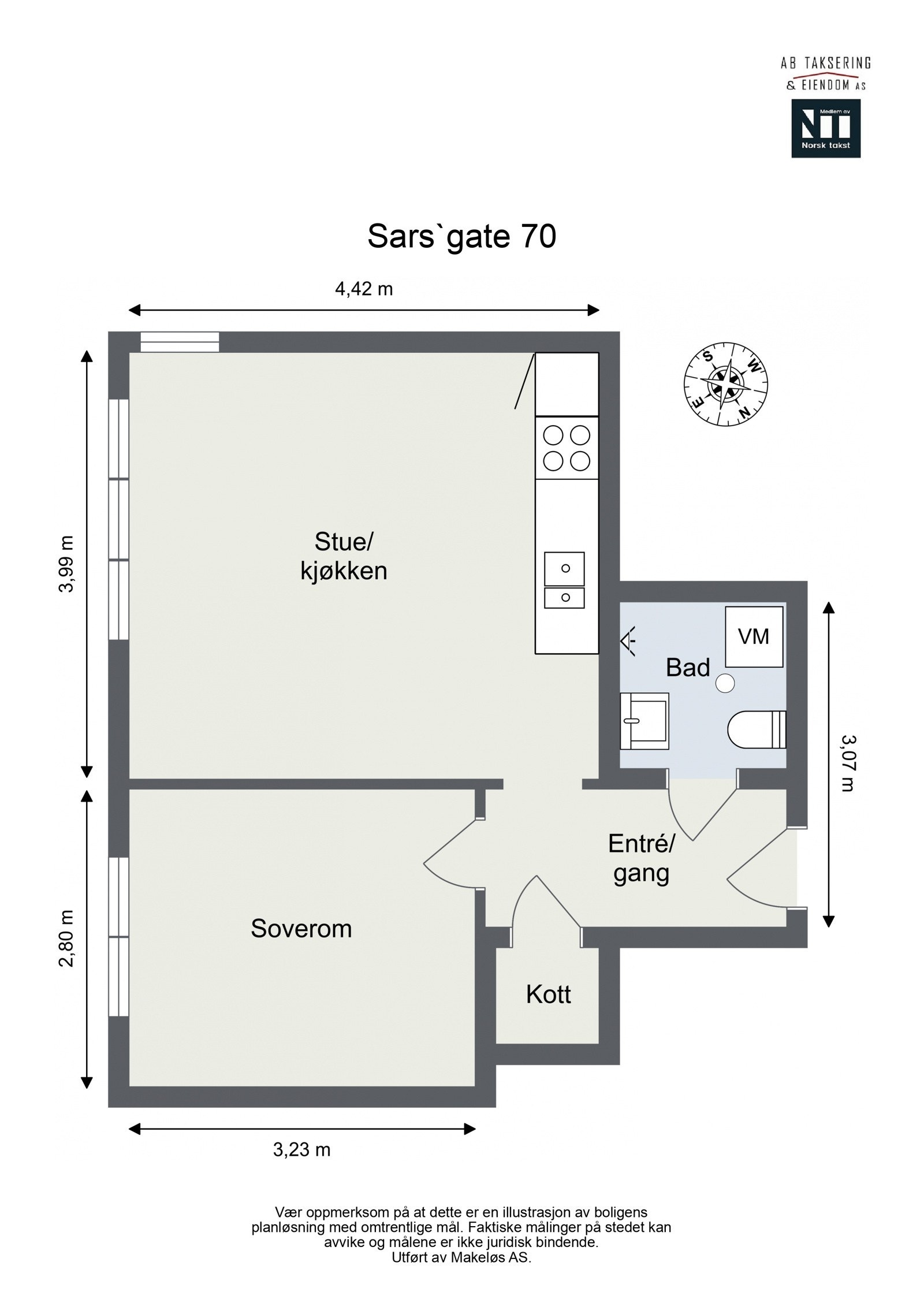 Vi kjører på med plantegningen allerede nå, slik at du får orientert deg før du blar videre. Galleribilde