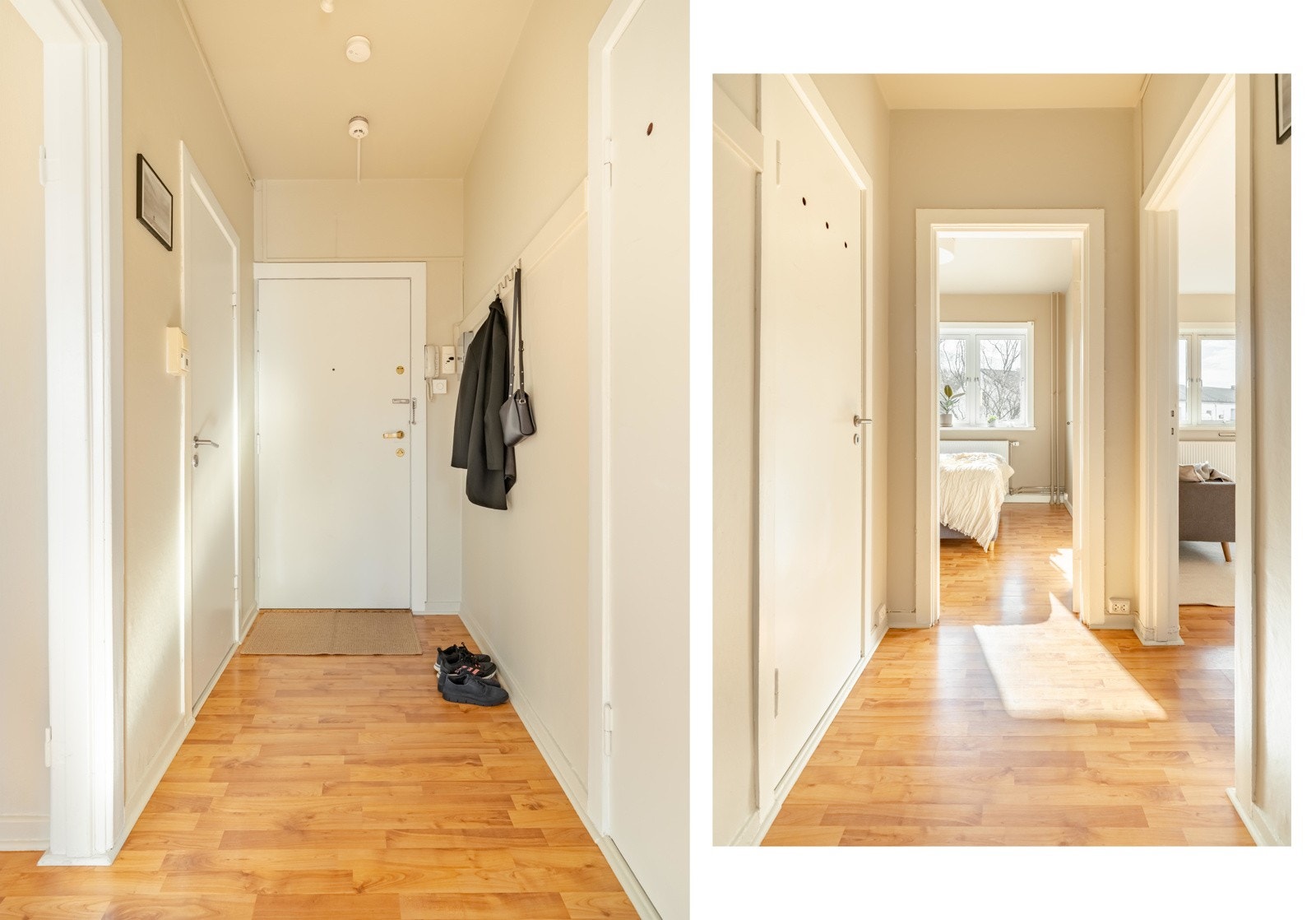 Entreen gir et godt førsteinntrykk og har god plass for oppheng av klær og plassering av sko. Galleribilde