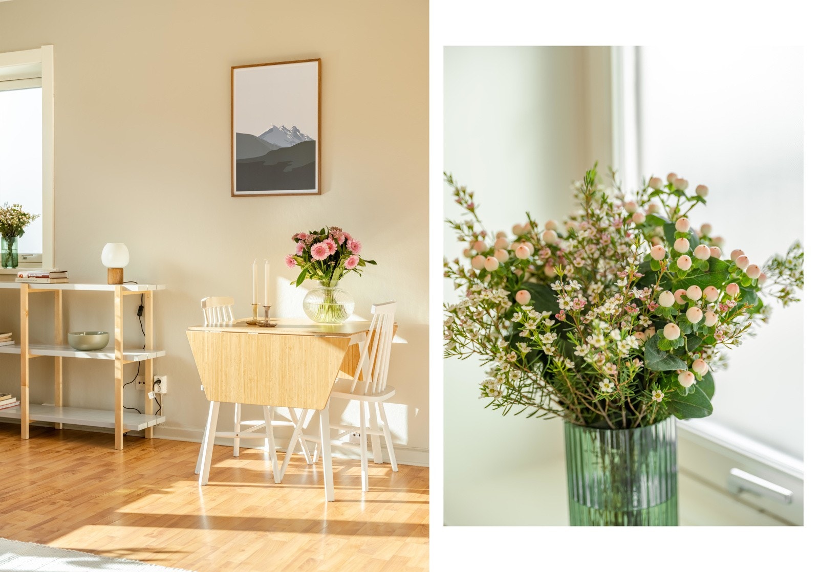 Alle vegger i stuen ble malt i moderne fargetoner i april 2024. Galleribilde