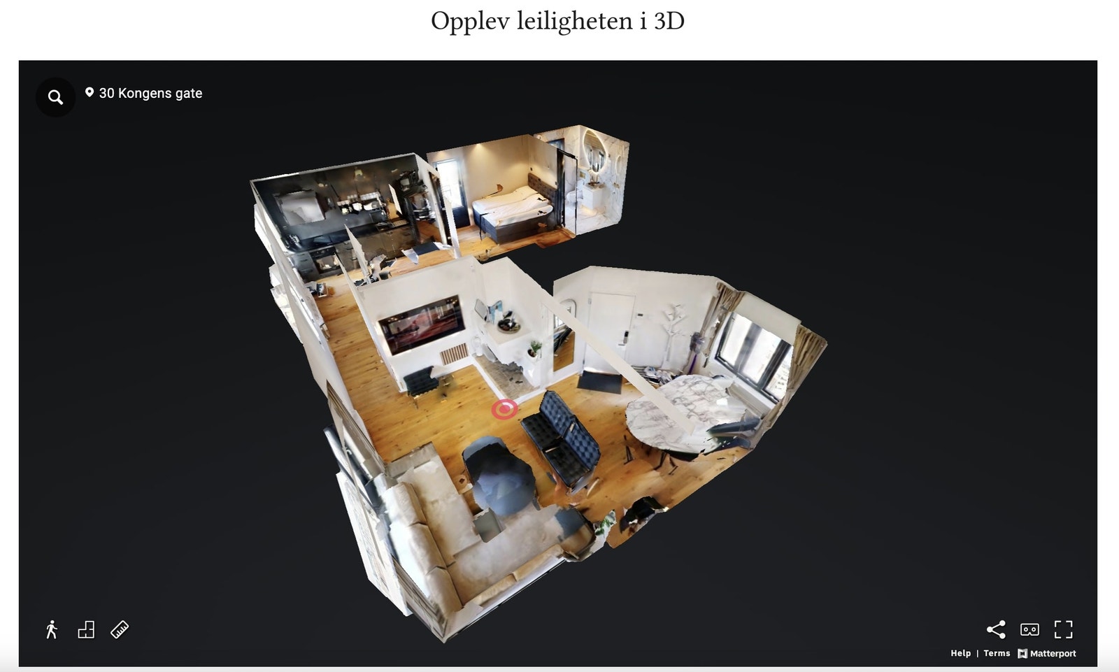 Sjekk ut hjemmesiden for å oppleve leiligheten i 3D (eksempelbilde over) Galleribilde