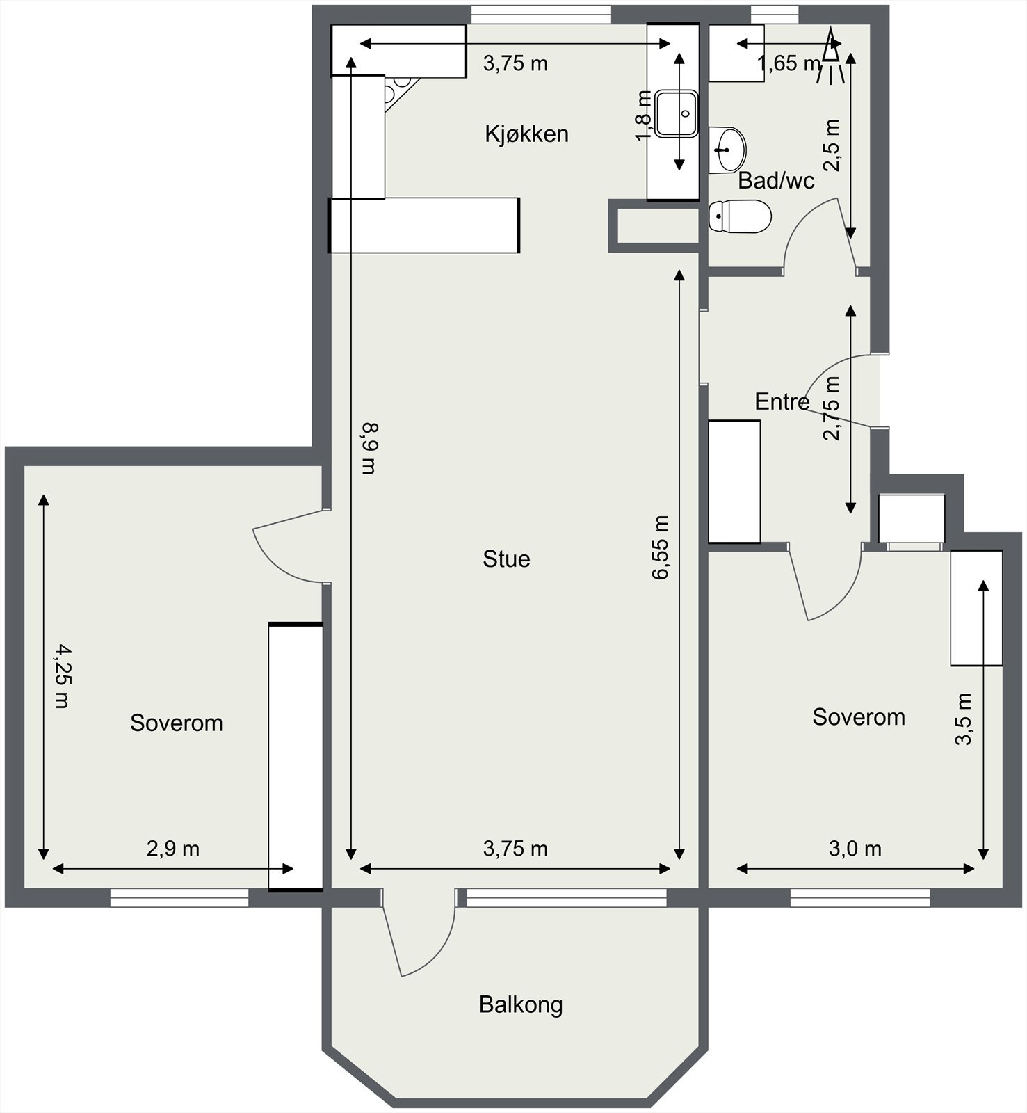 Romslig og praktisk planløsning. Galleribilde