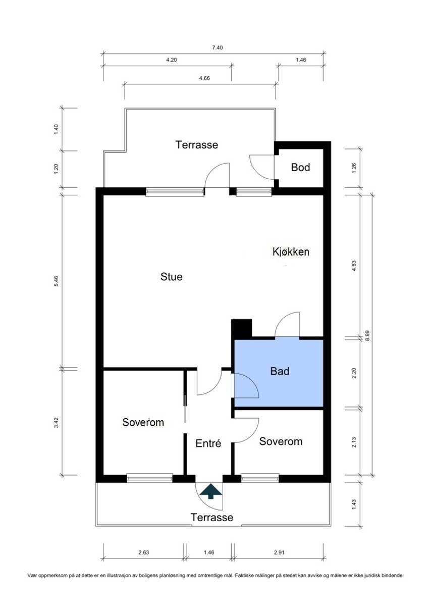 Stort potensial med mulighet for å flytte kjøkken for å etablere et stort og åpent oppholdsrom. Galleribilde