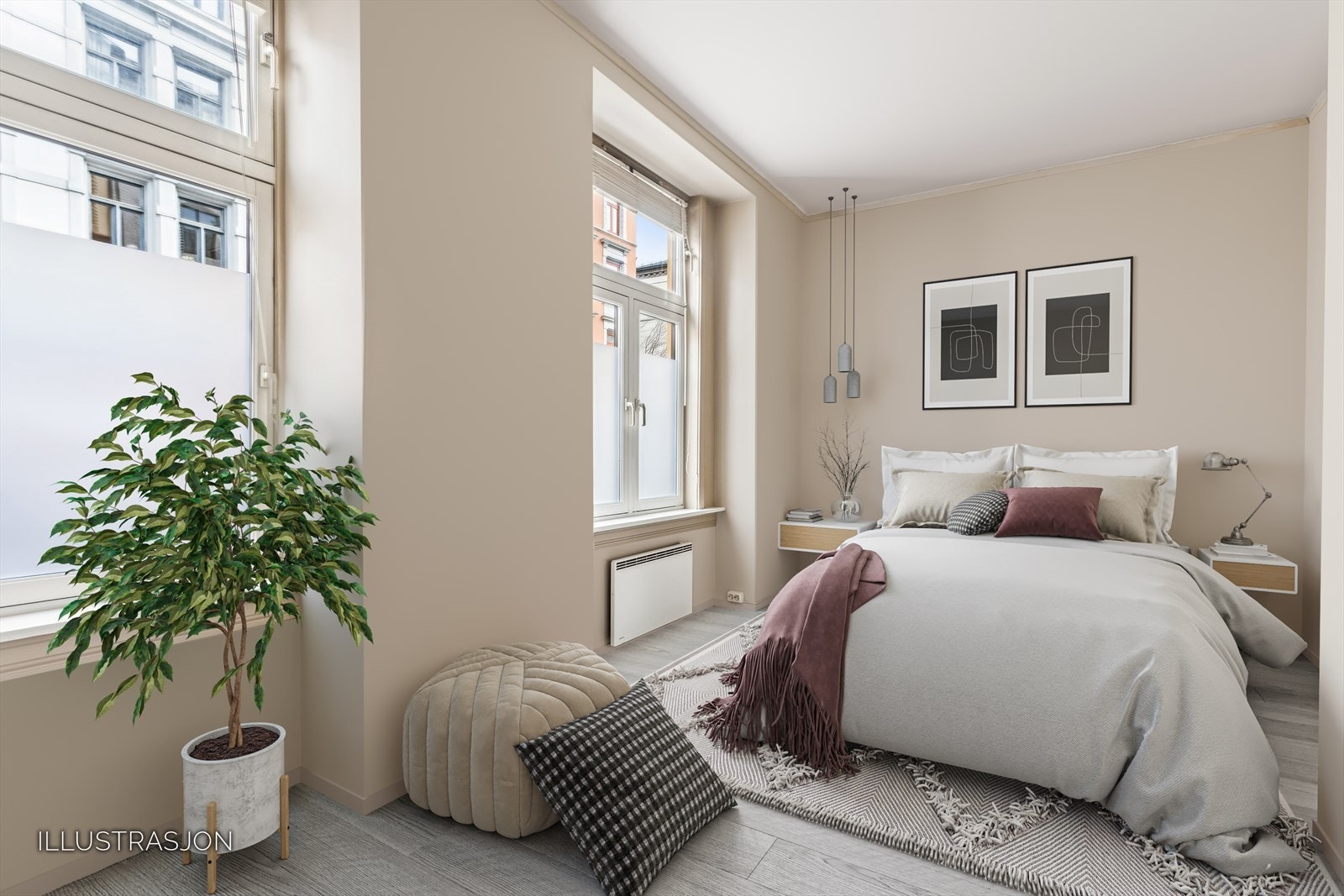 Digital møblering av soverom I Galleribilde