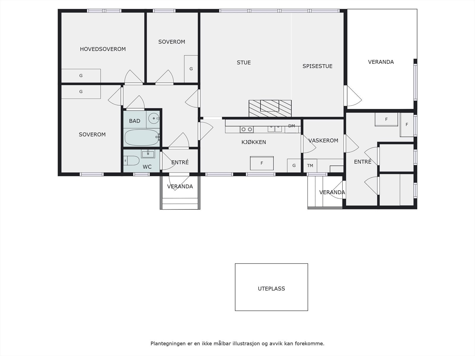 Plantegning enebolig 1. etasje. Galleribilde