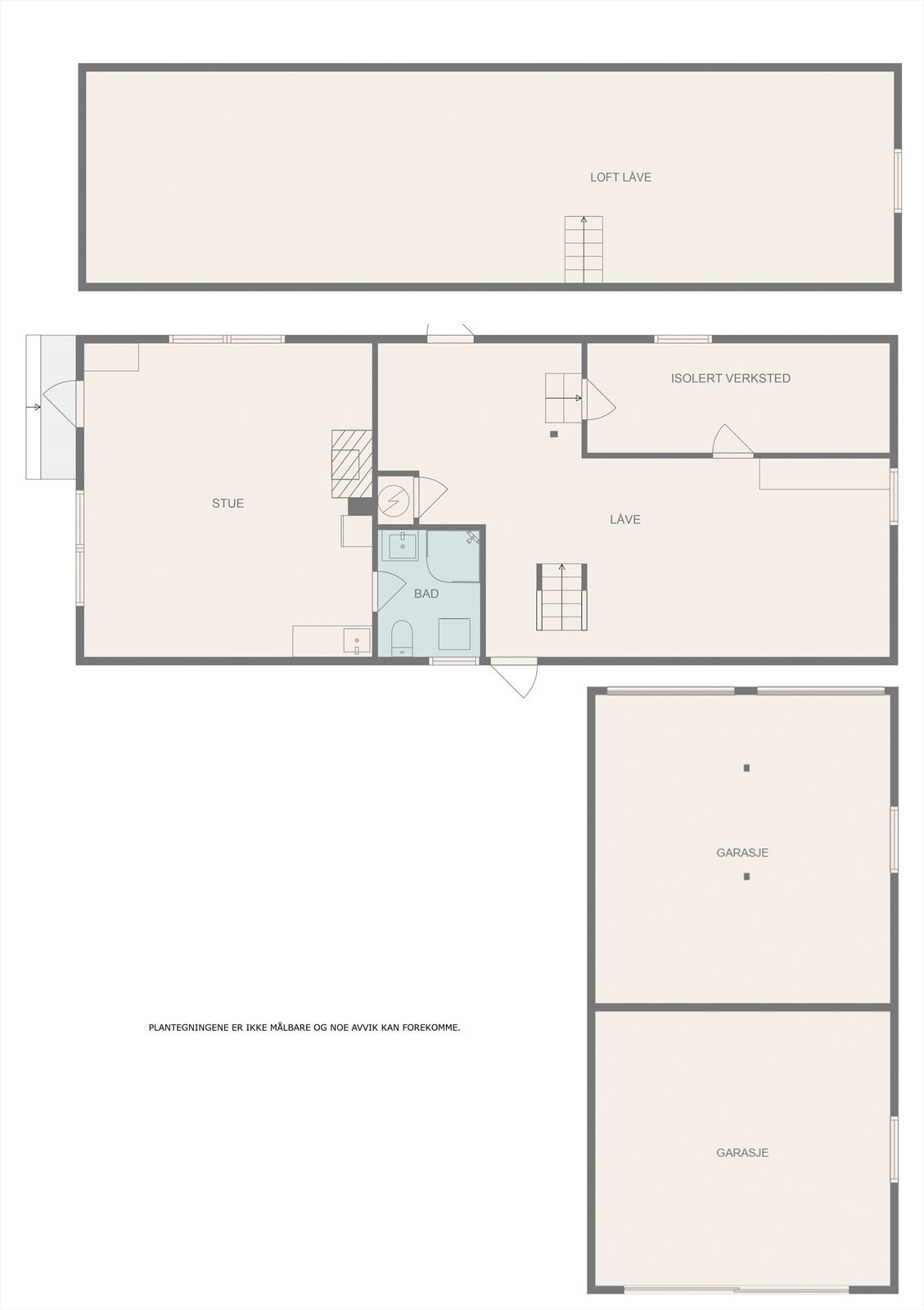 Plantegning alle etasjer uthus Galleribilde