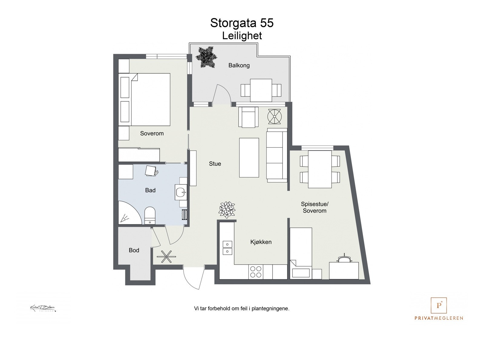 Storgata 55 - 2D plantegning Galleribilde