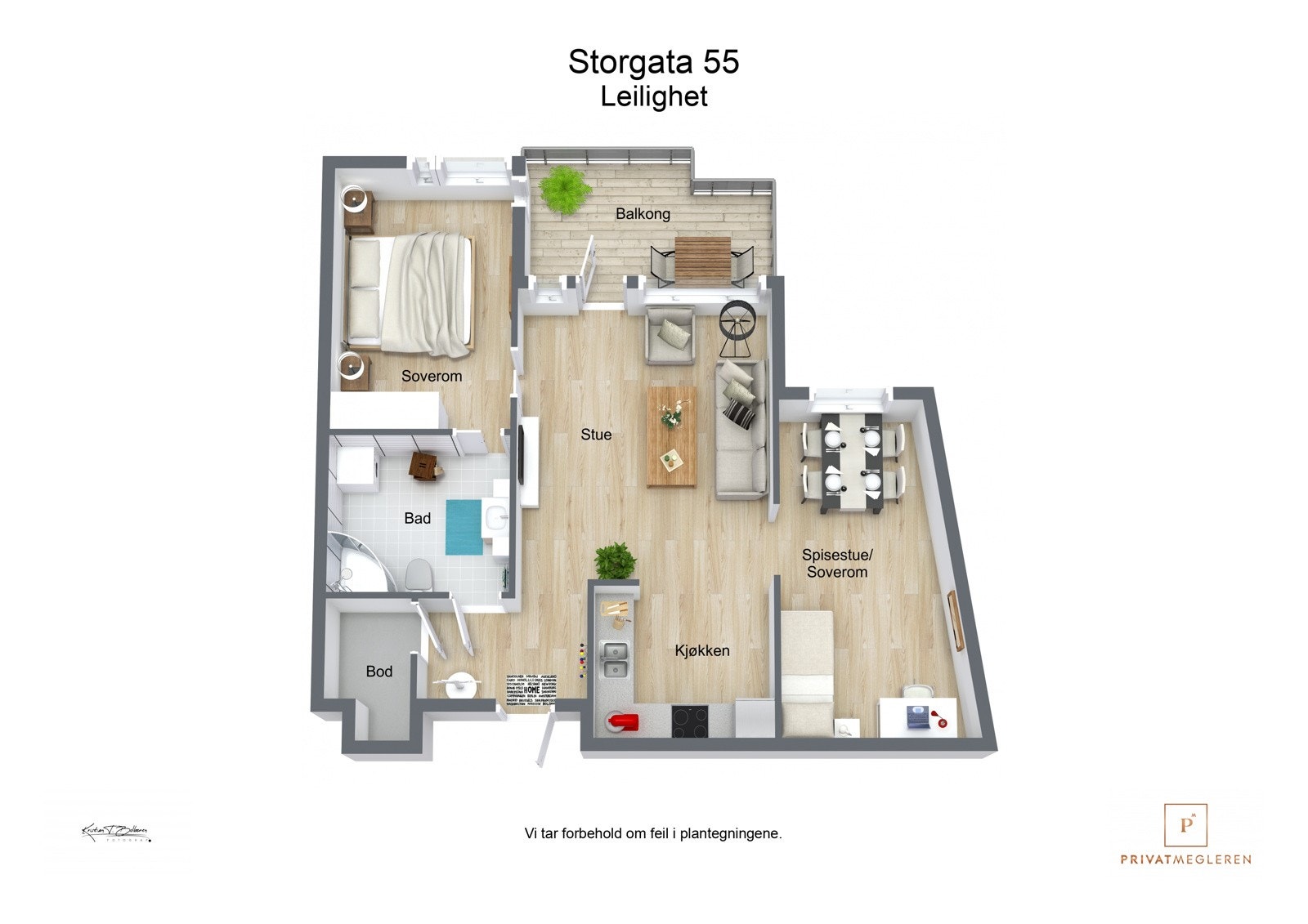Storgata 55 - 3D plantegning Galleribilde