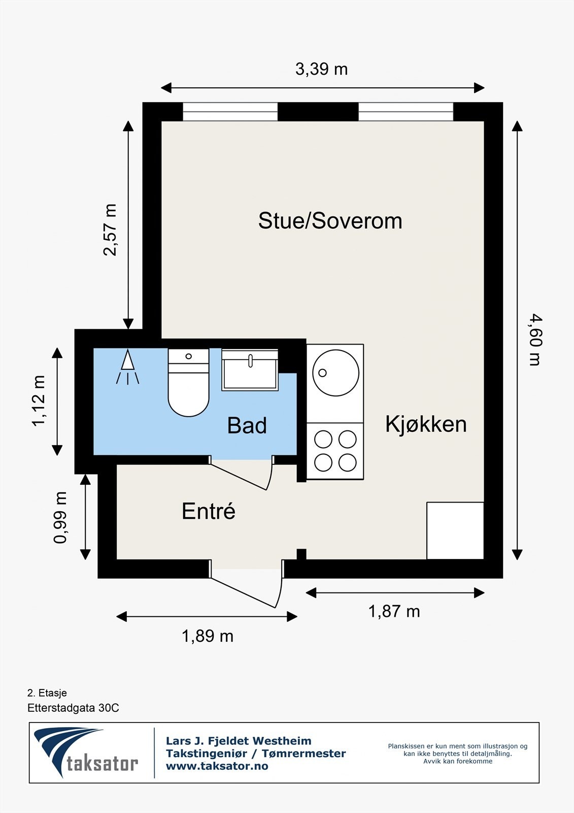 Plantegning med mål. Galleribilde