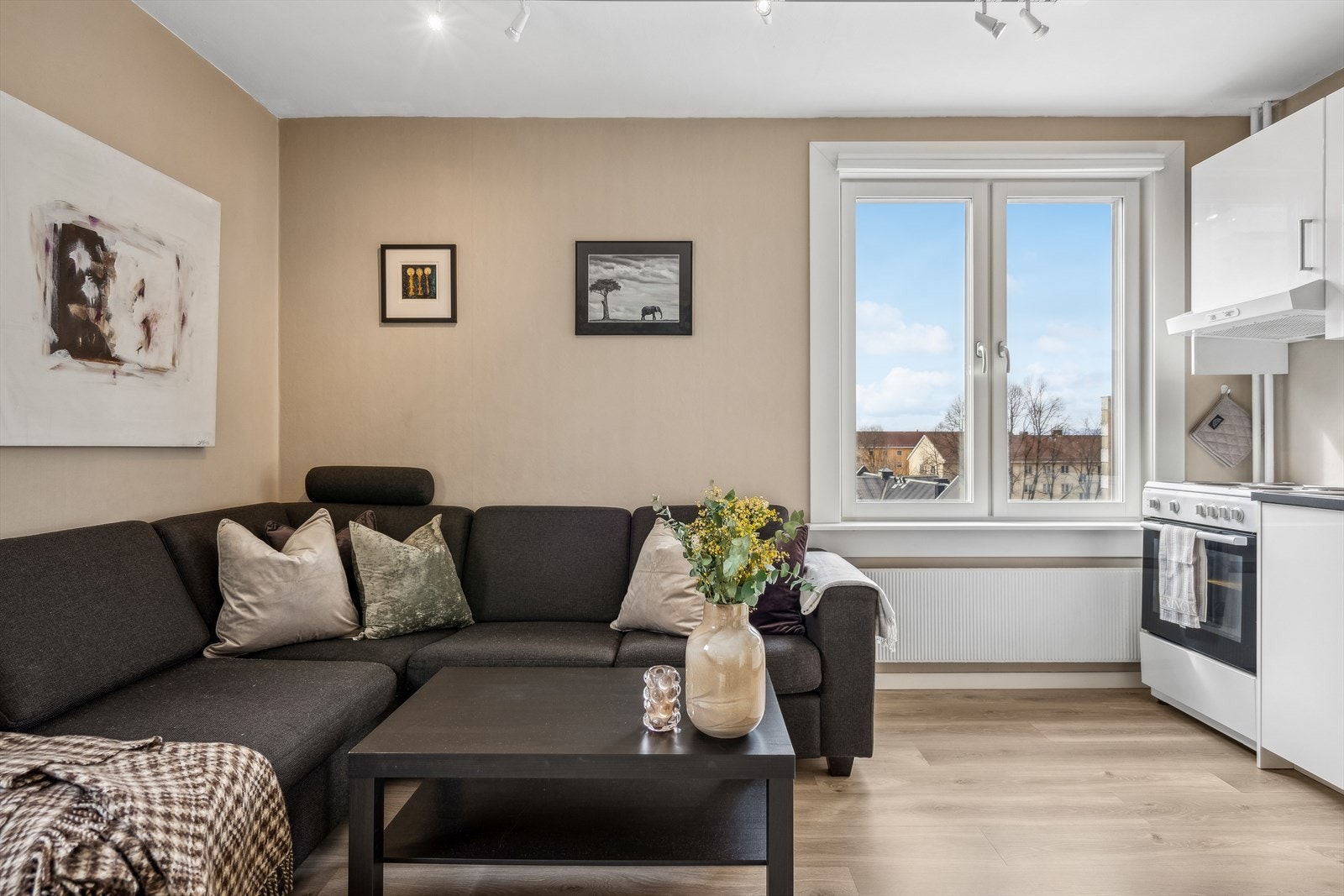 Store vindusflater sørger for rikelig med naturlig lysinnslipp. Galleribilde