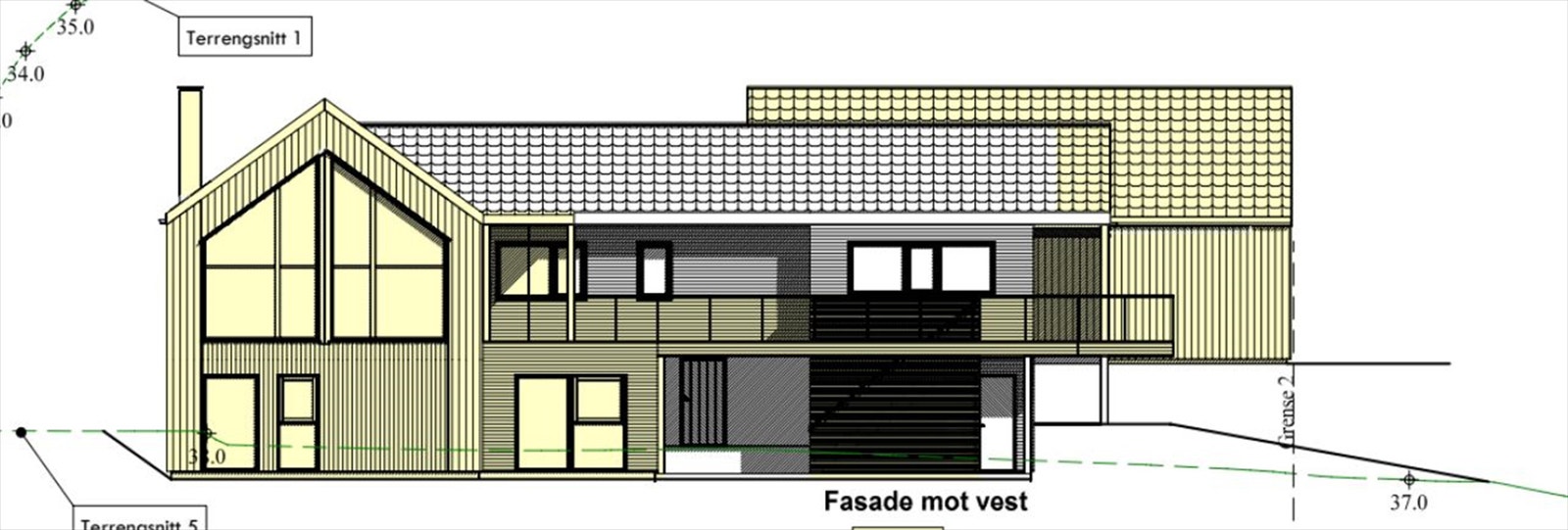 Godkjent fasade mot vest Galleribilde