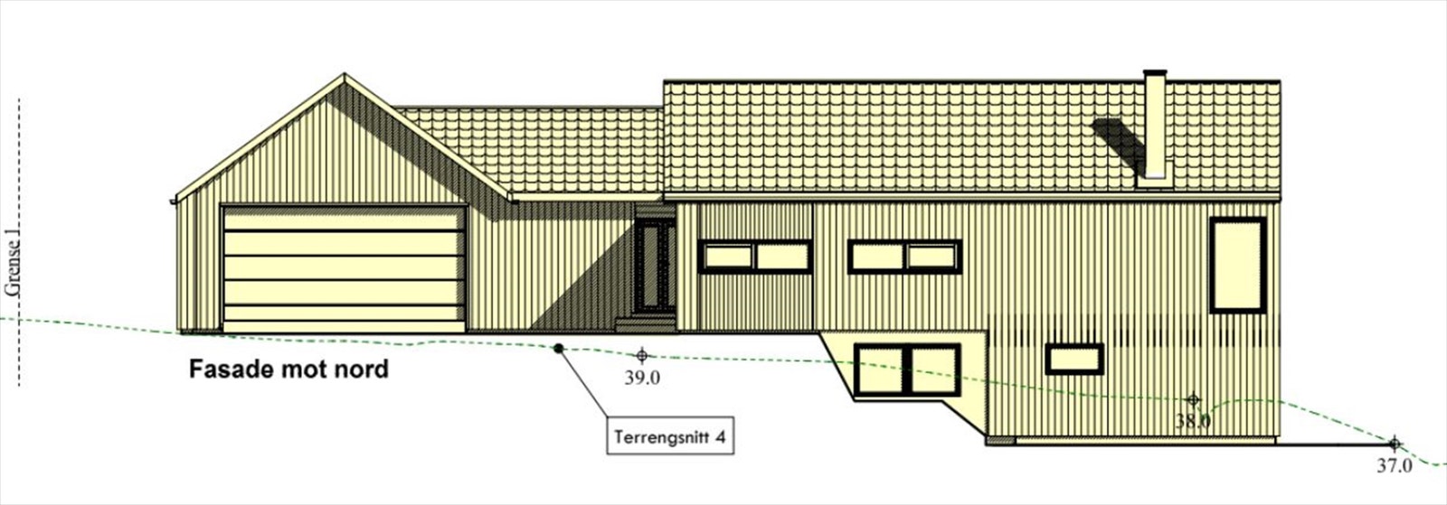 Godkjent fasade mot nord Galleribilde