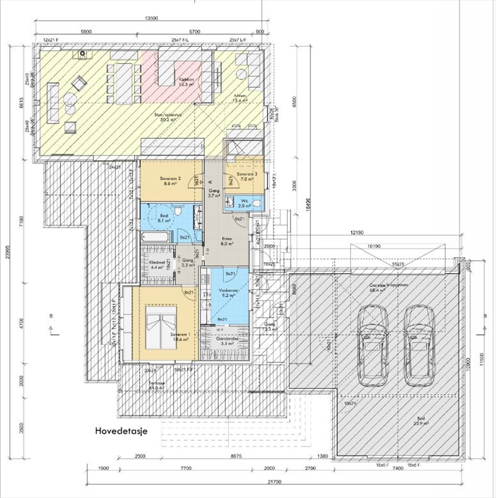 Plantegning tilbygg hovedplan Galleribilde