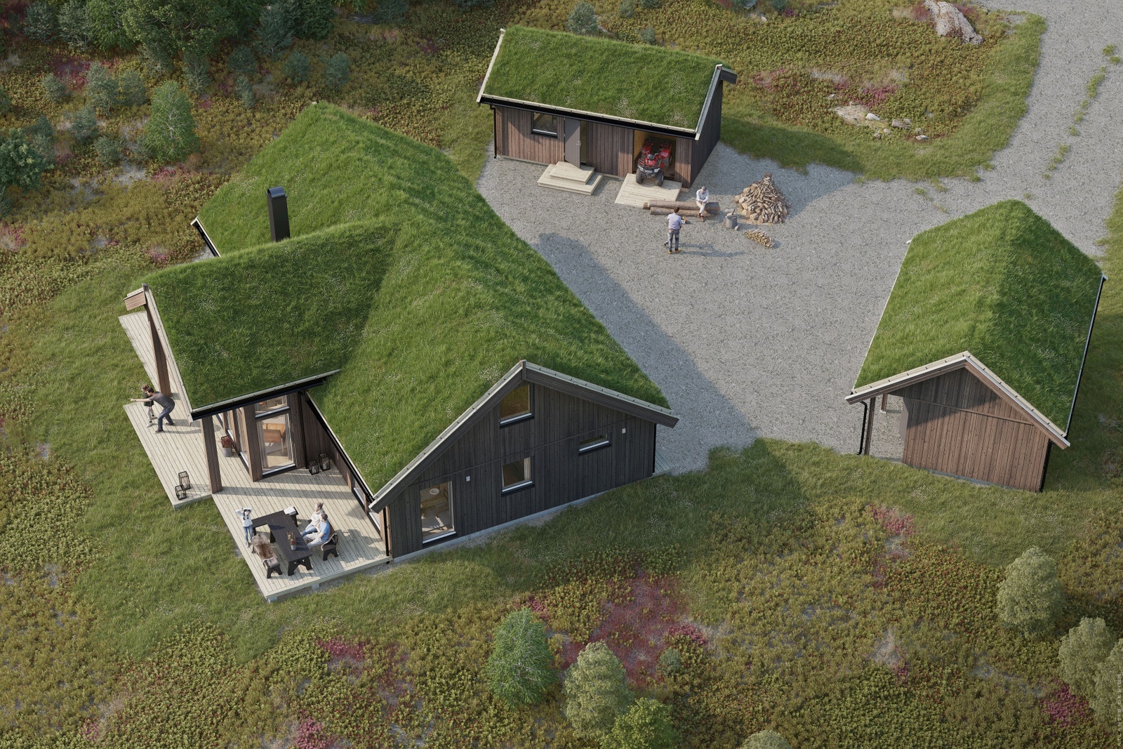 Hyttetun med Solheim Premium, Anneks og Garasje. Galleribilde