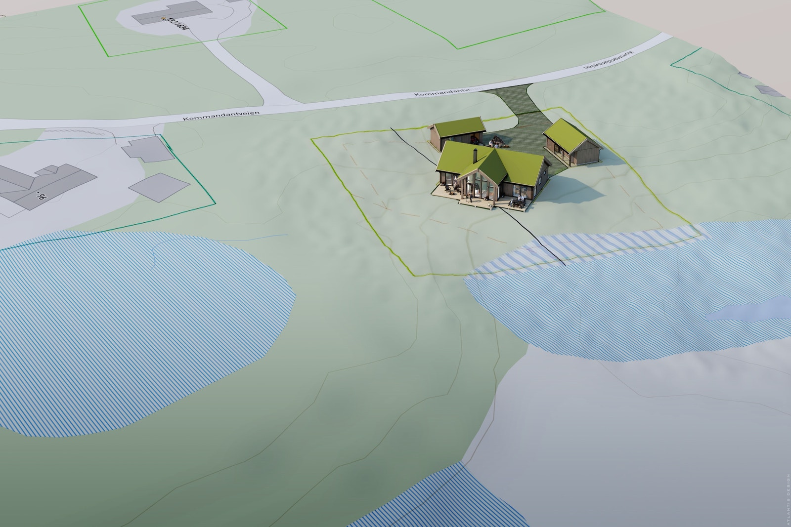 Tunet tegnet inn i kart. Galleribilde