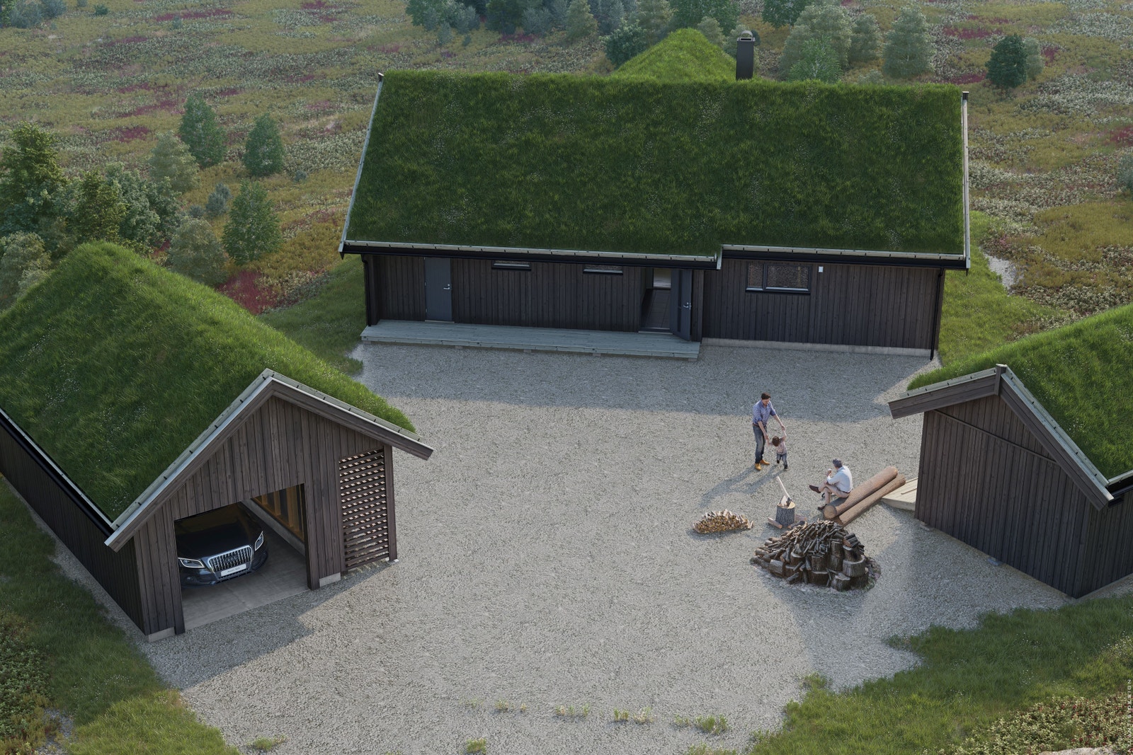 Hyttetun fra innkjøring på tunet. Galleribilde