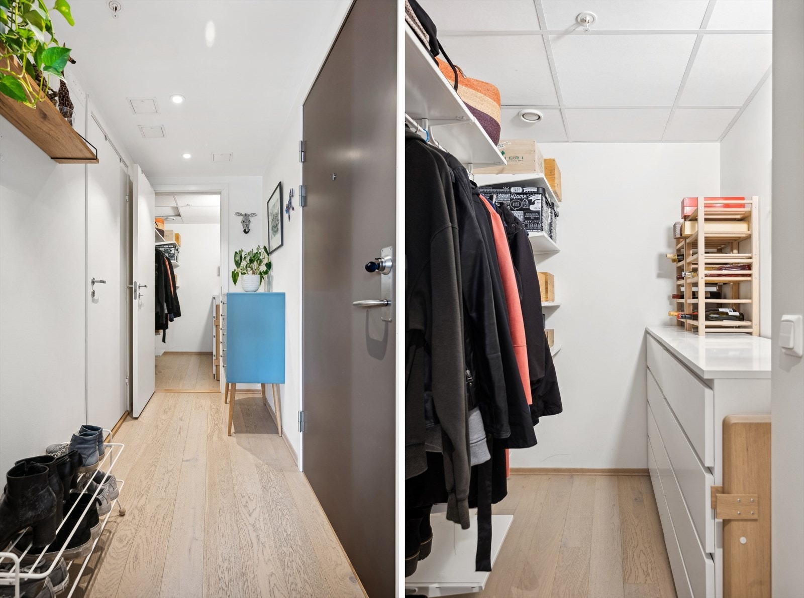 I tilknytning entréen er det en praktisk innvendig bod på ca. 3 kvm. Leiligheten disponerer også en kjellerbod på ca. 6 kvm. Galleribilde