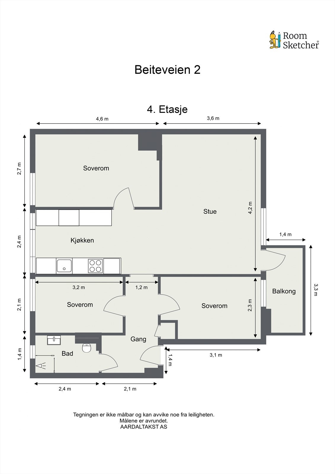Plantegning - Leiligheten ligger i 4.etasje Galleribilde