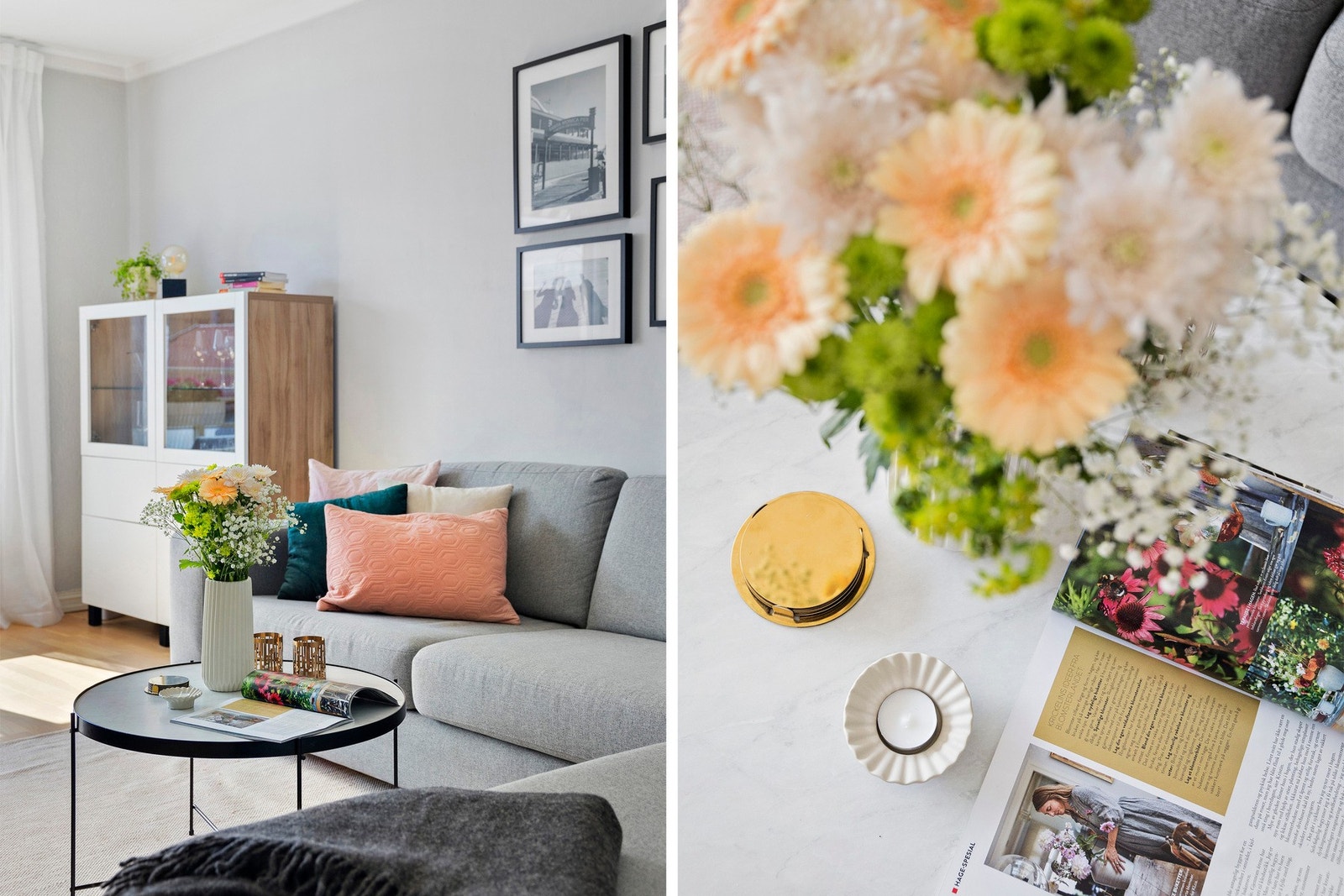 God plass til sofagruppe med tilhørende møblement. Galleribilde