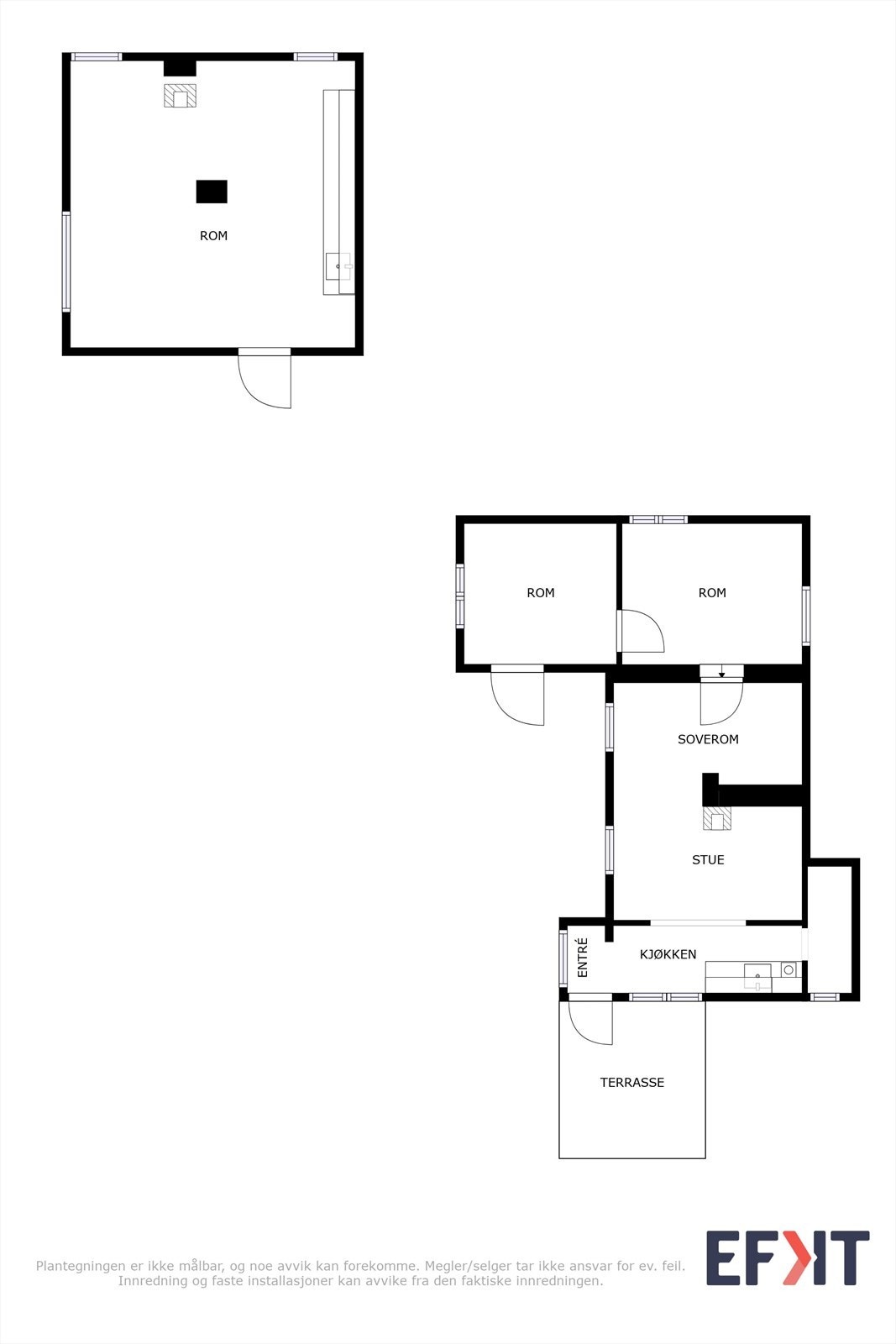 Plantegninger av opprinnelig hytte + verksted. Galleribilde