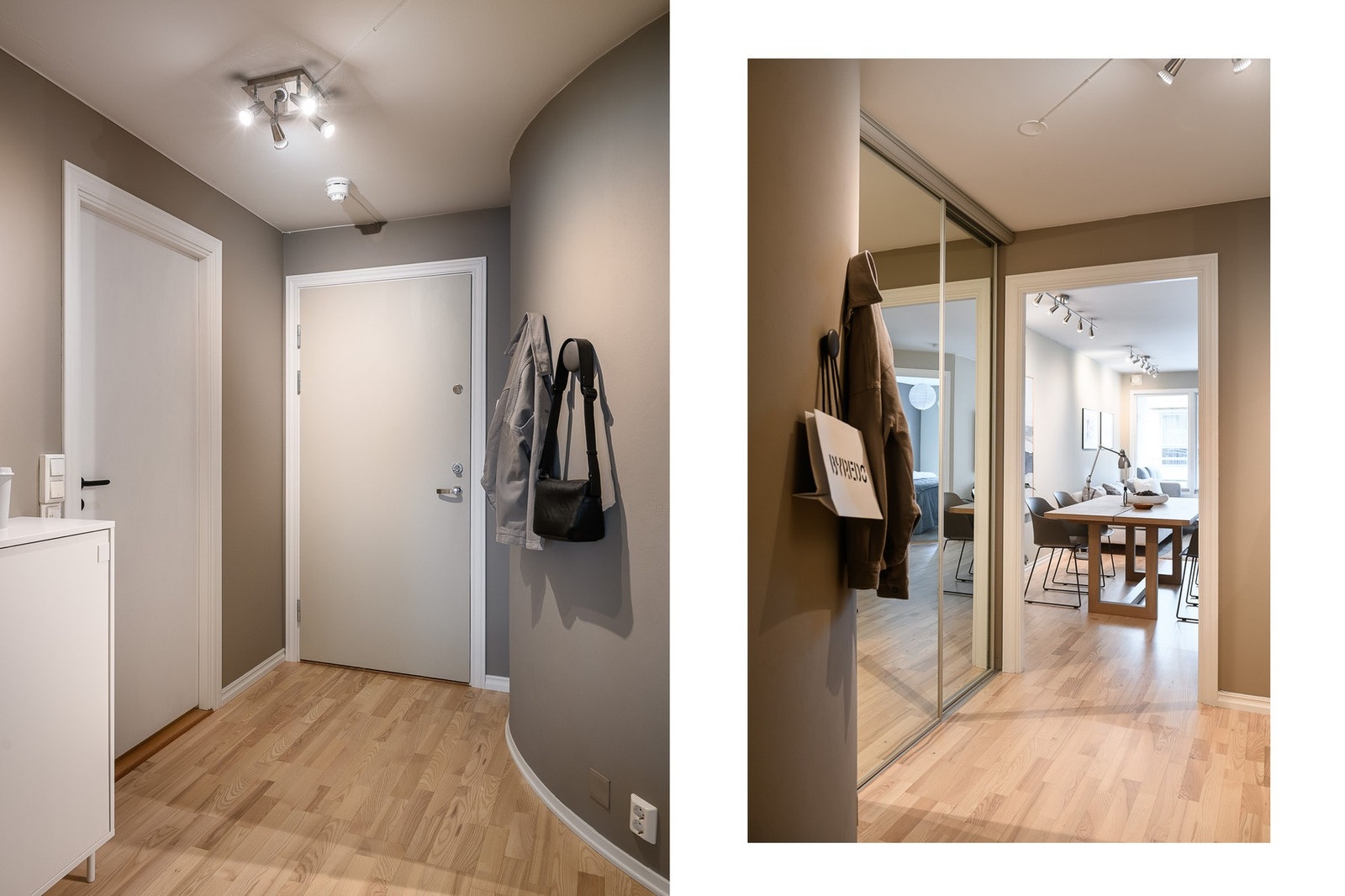 Entré med praktisk skyvedørsgarderobe. Galleribilde