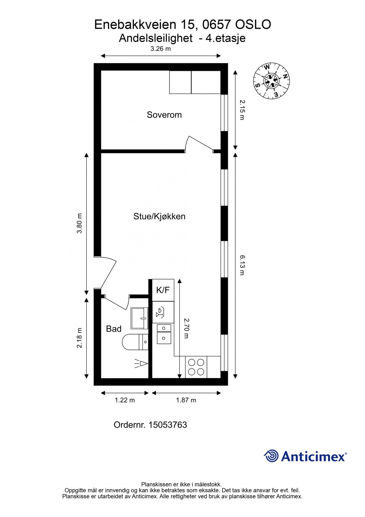 Plantegning i 2D med mål. Galleribilde
