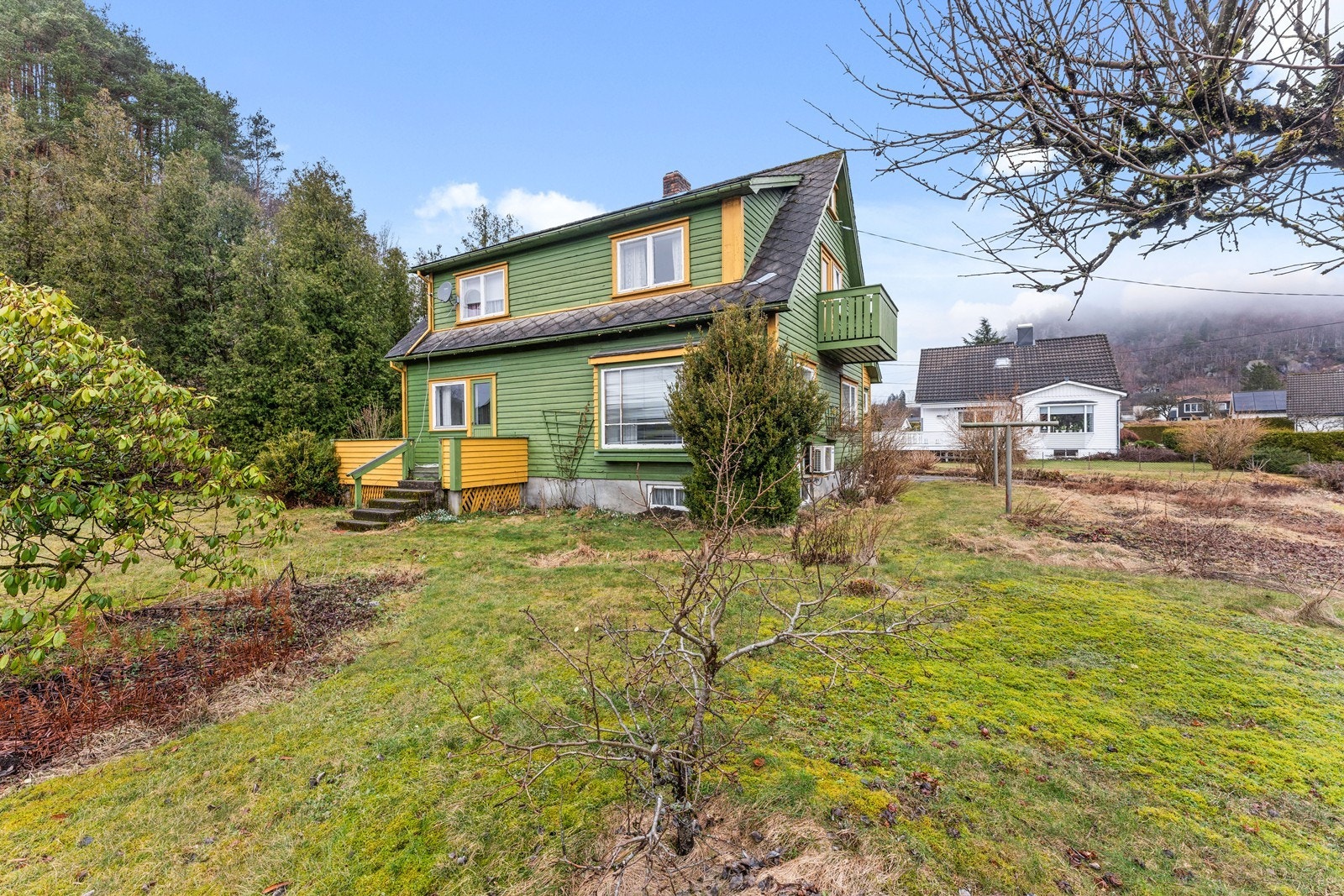 Stor, fin hage med beplantning. Galleribilde