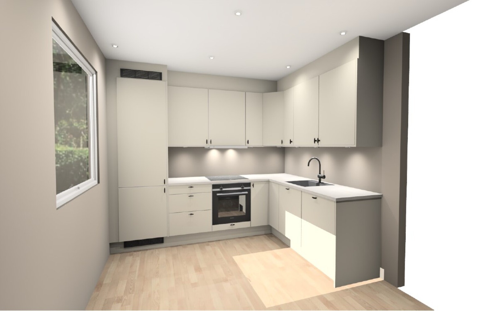 Dette er et illustrasjonsbilde av kjøkken hentet inn fra HTH. Pris: 82.399,- inkl. hvitevarer, eksl. frakt og montering. Tilbud på kjøkken blir lagt frem på visning. Galleribilde