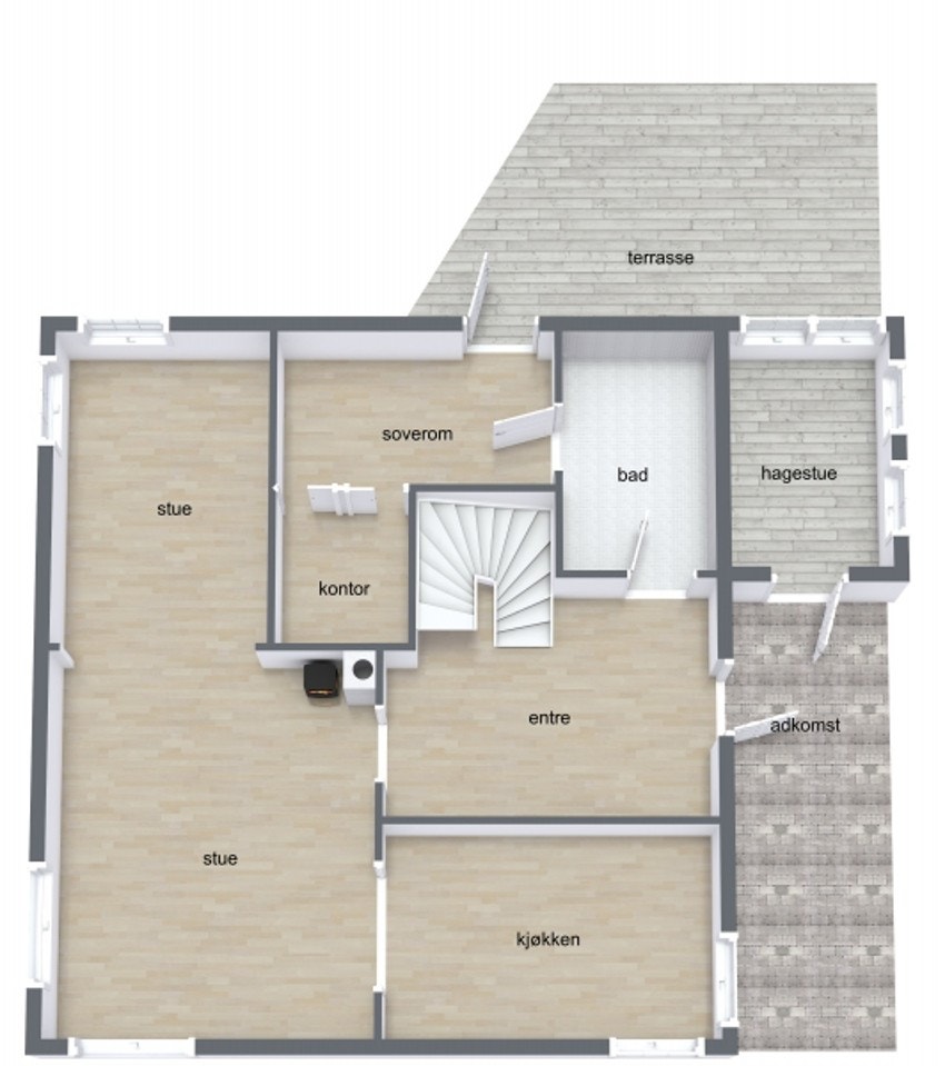 Plantegning 1. etg Galleribilde