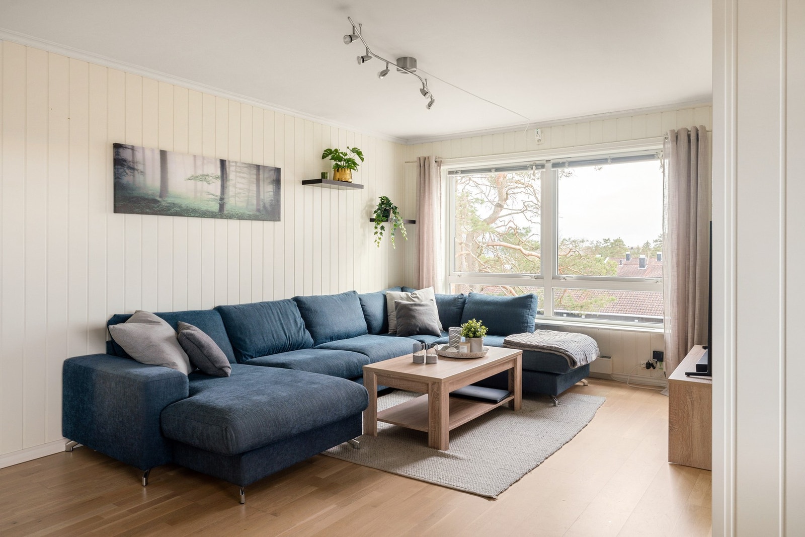 Med plass til en stor sofa er det mulig å invitere venner og familie på filmkvelder. Galleribilde