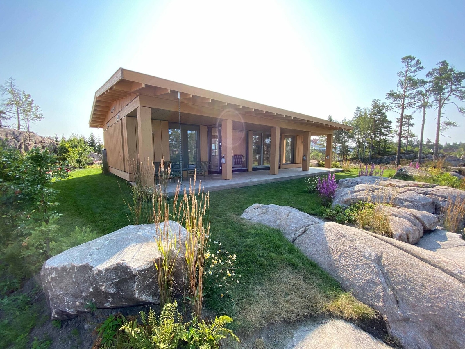 Foto fra visningshytte på Sydri, Kragerø som er en Sommer Vy2 modell. Galleribilde