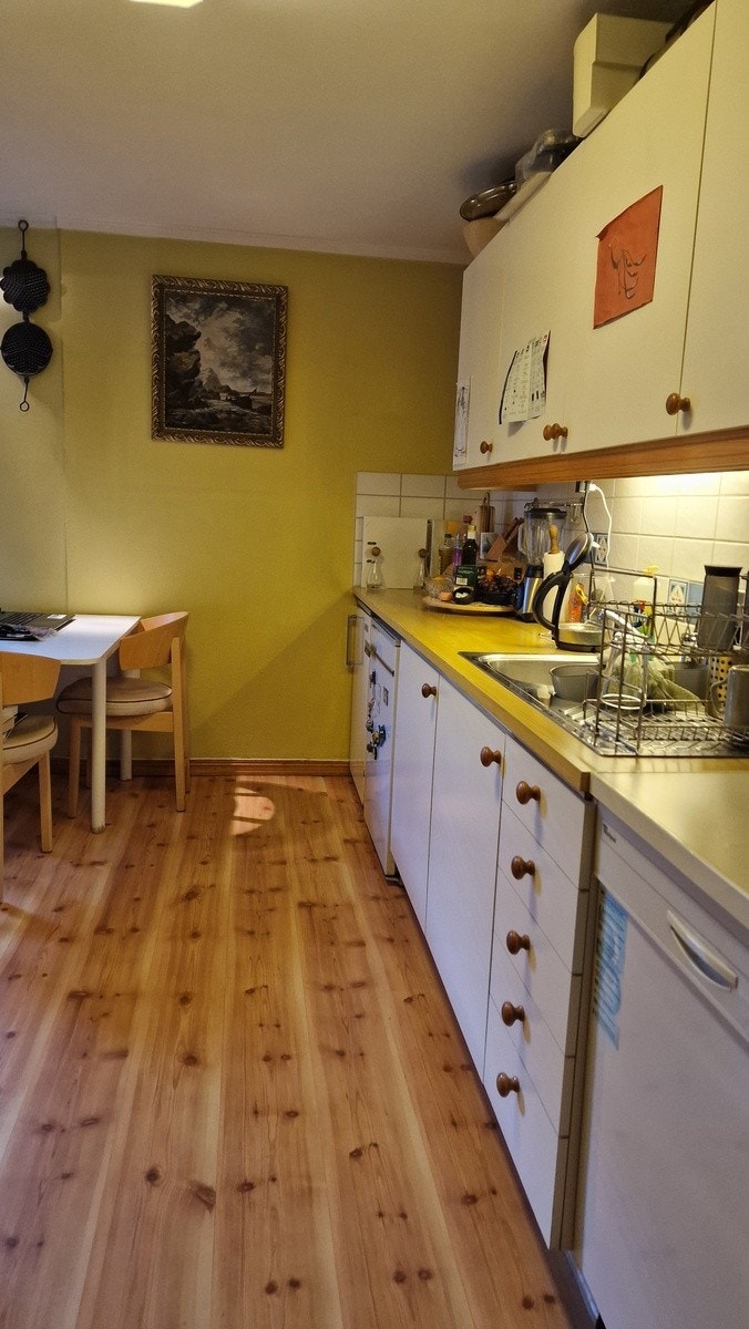 Kjøkkenet med to kjøleskap, oppvaskmaskin Galleribilde