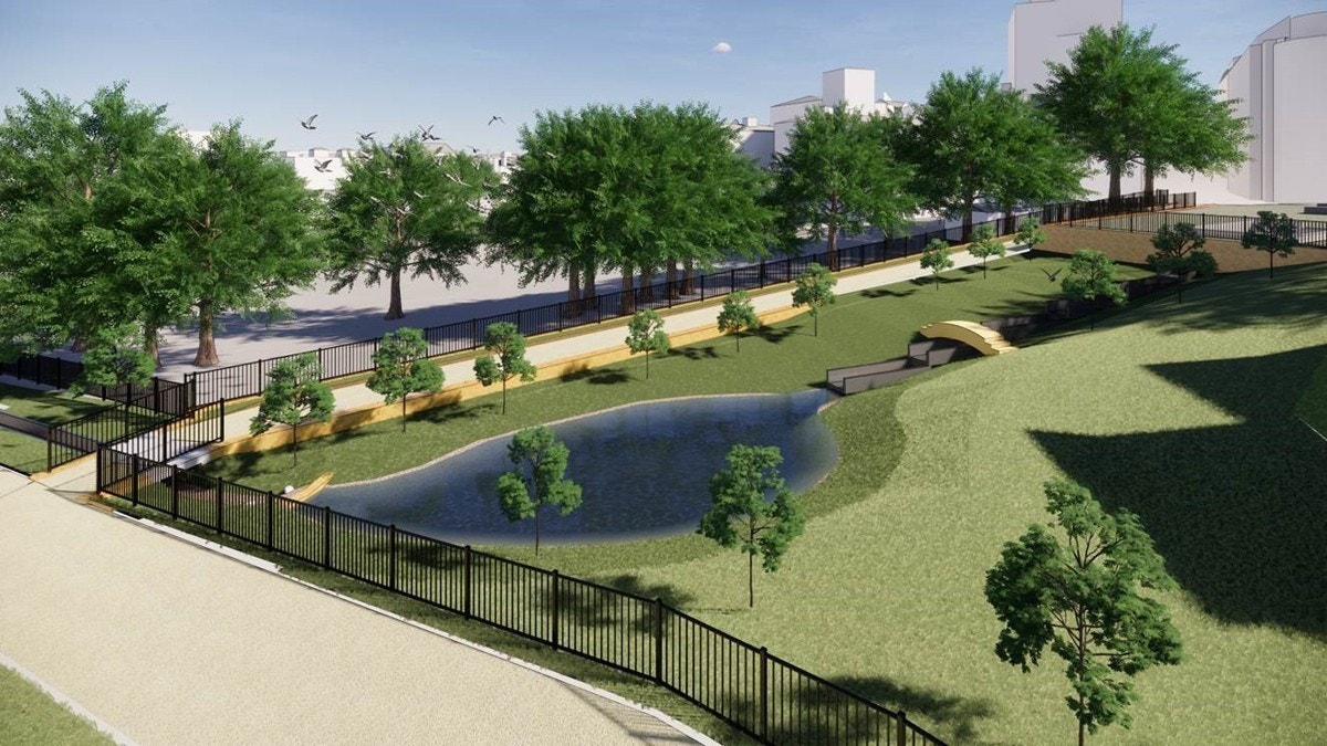 Nye Klosterenga park, illustrasjon fra akritekt LA+ Galleribilde