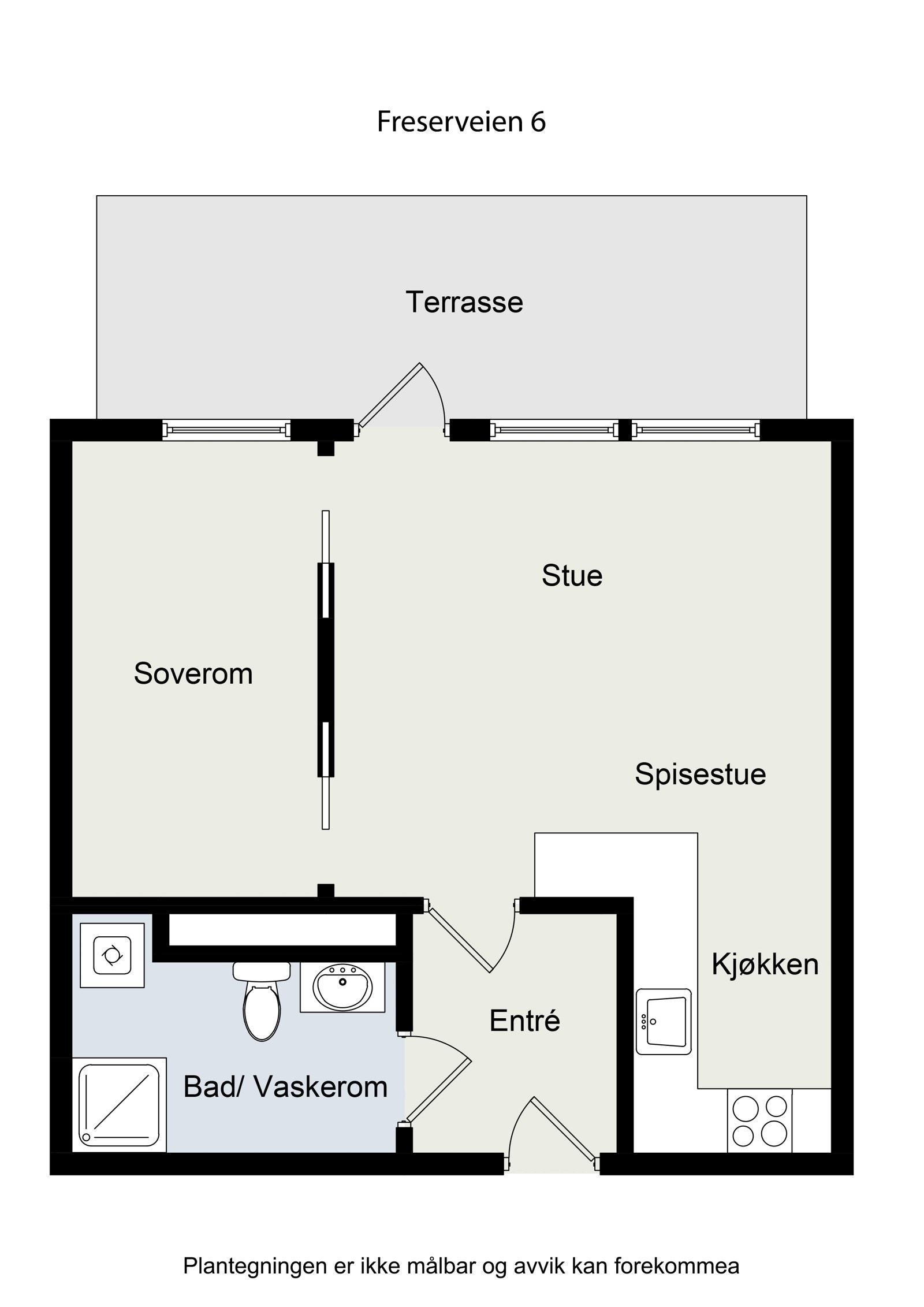 Plantegning - Ikke målbar og avvik kan forekomme. Galleribilde