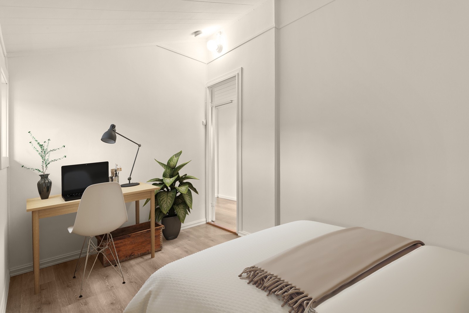 Ved entréen er det et innredet rom som benyttes som soverom i dag. Galleribilde