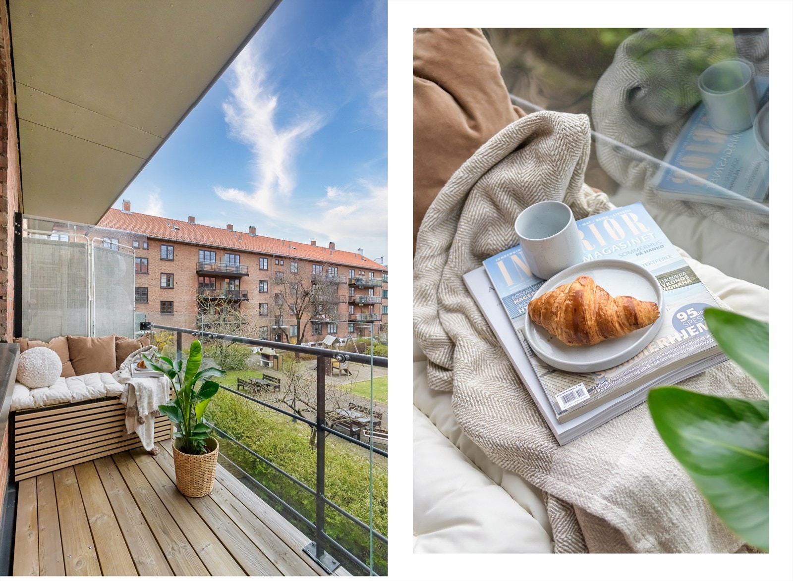 Balkongen som er ca. 3 kvm, vender mot syd og herlig bakgård Galleribilde