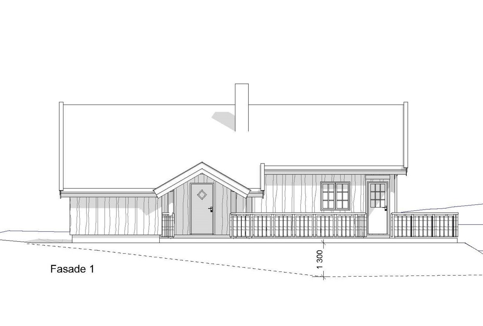 Fasadetegning 2 (hytta leveres med trend utttrykk uten sprosser) Galleribilde