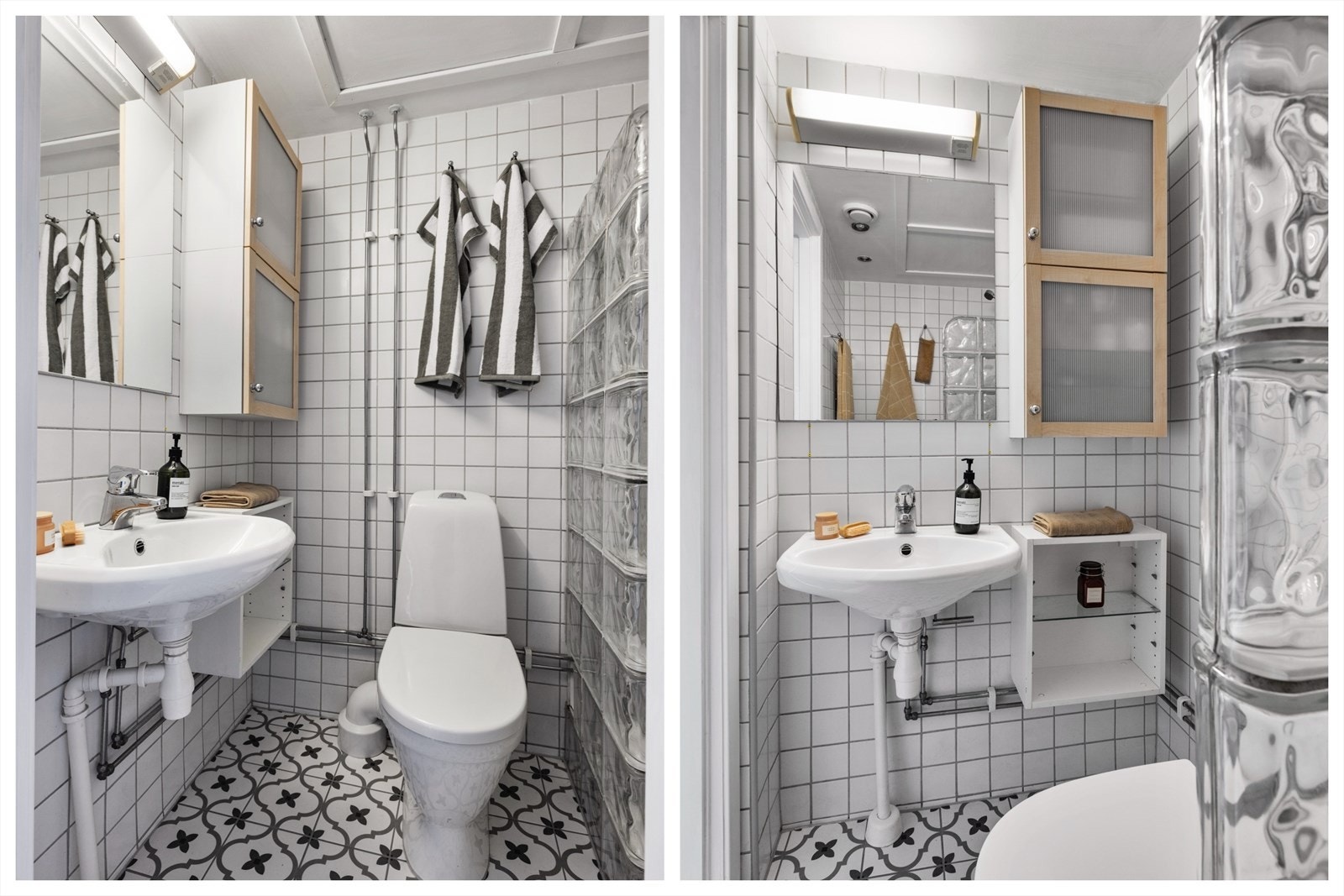 Pent flislagt bad, rehabilitert (inkl. soilrør) i regi av borettslaget i 2004. Galleribilde