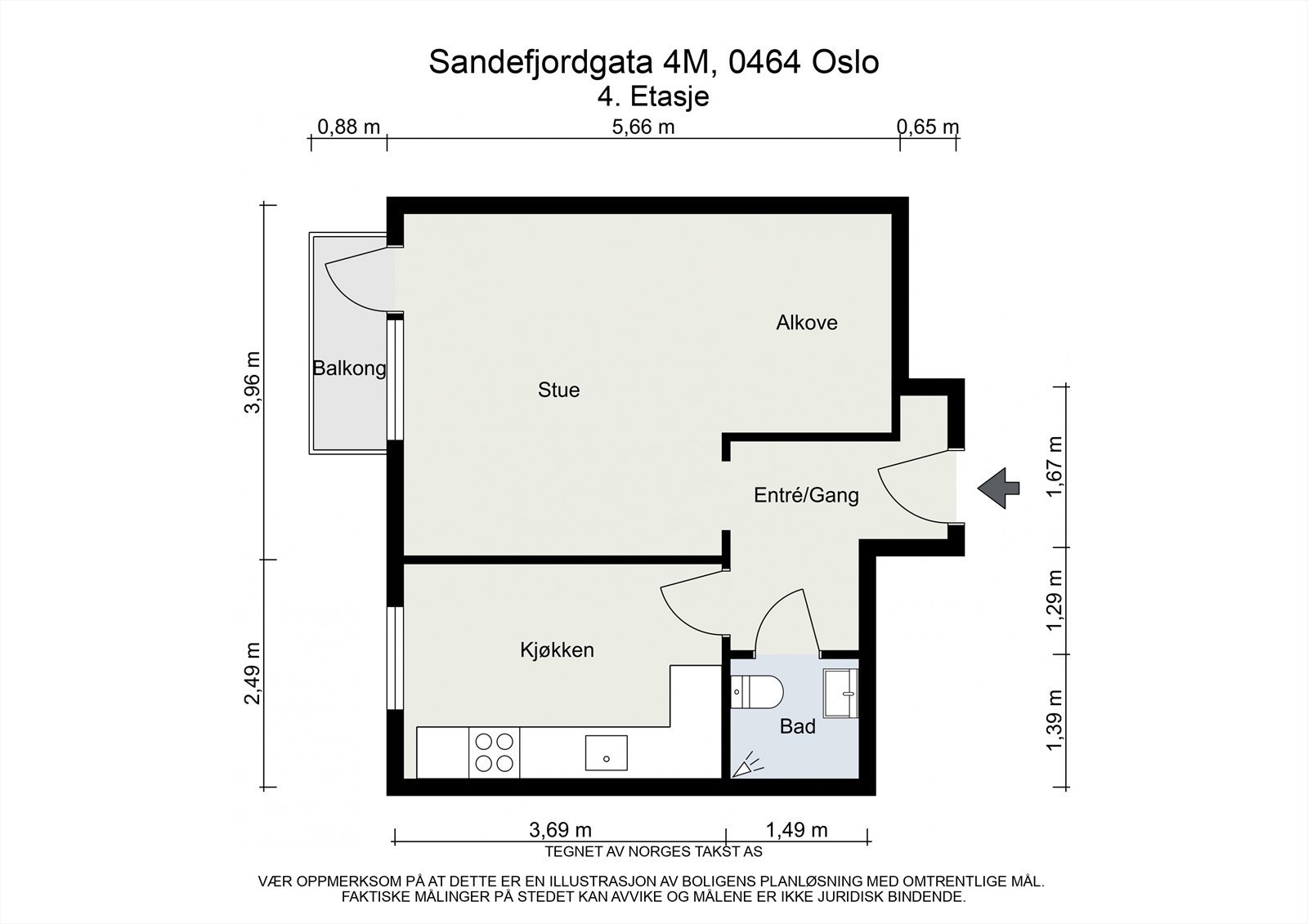 Før du fortsetter, ta en titt på planskissen slik at du får orientert deg litt i den fine leiligheten. I tillegg disponerer boligen en bod på 3m². Galleribilde