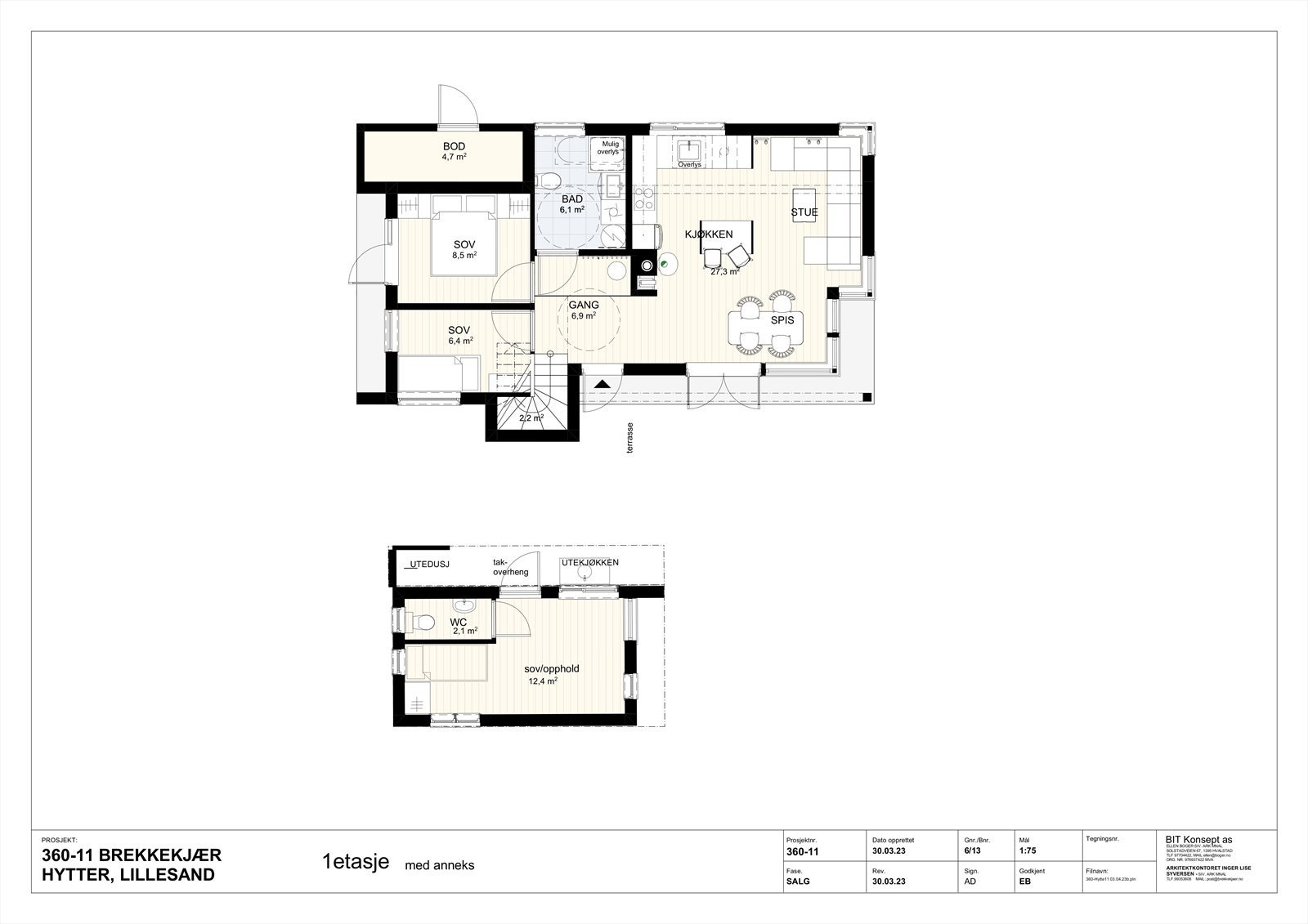 Plantegning med anneks - "Hytte 11" Galleribilde