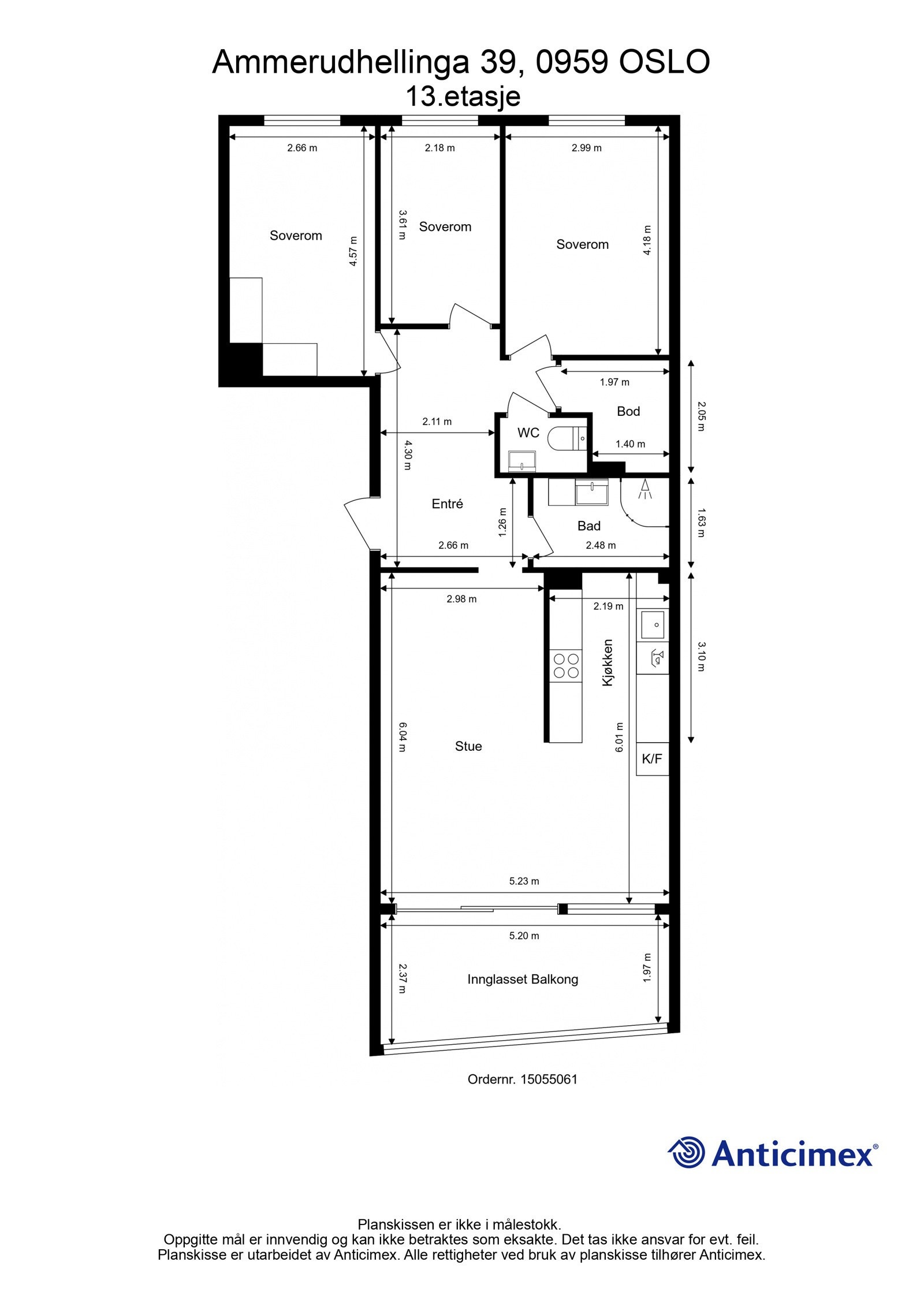 Boligens plantegning med mål Galleribilde