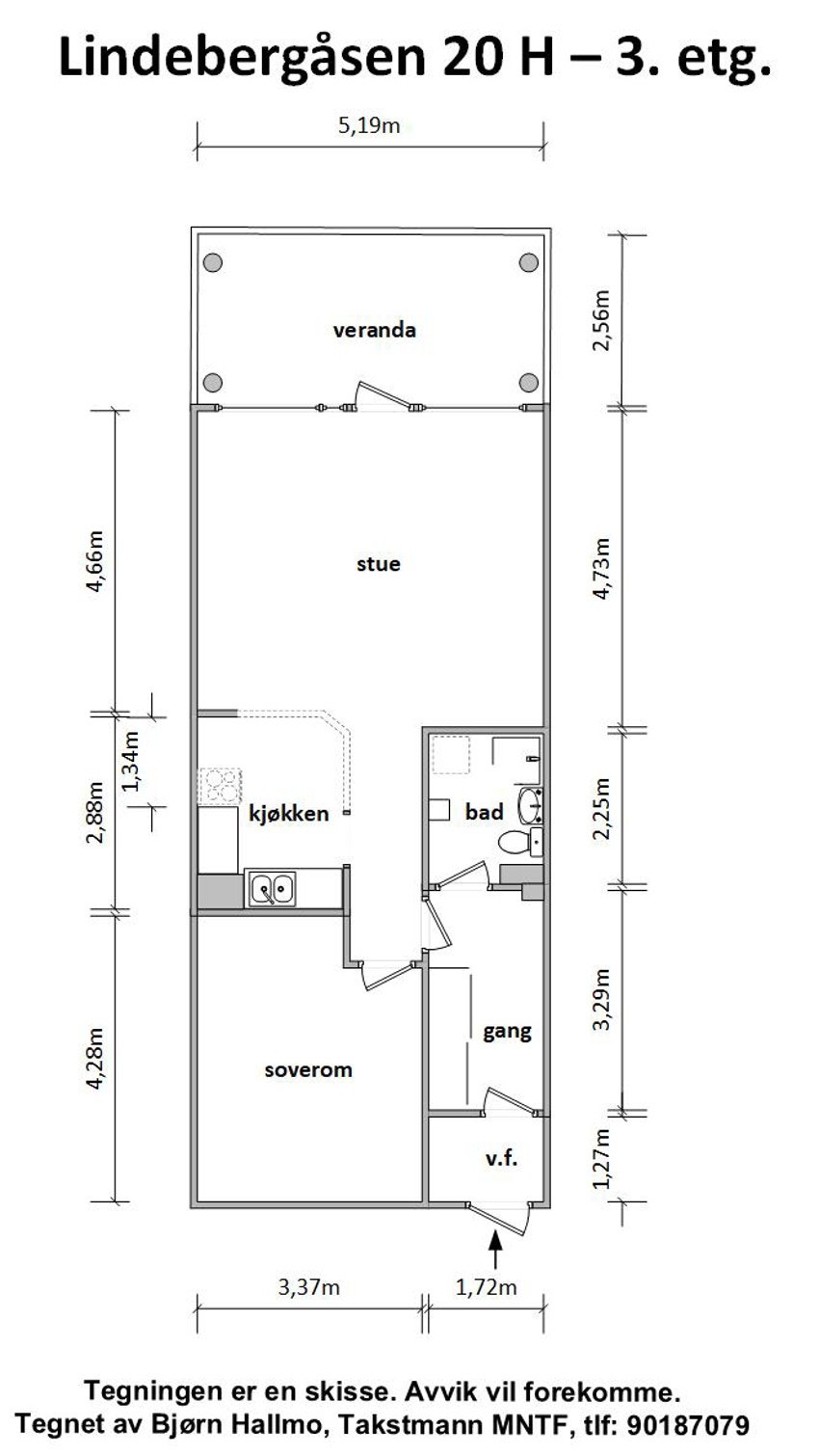 Lindebergåsen 20 H - tegning Galleribilde