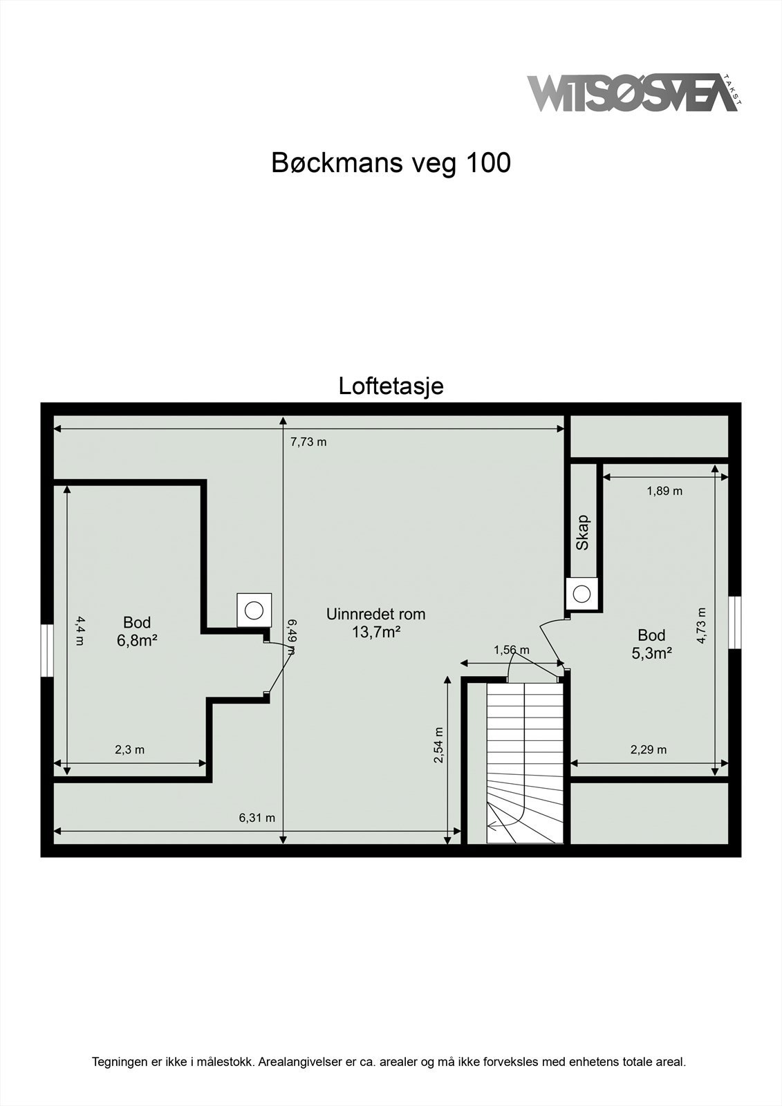 Planskisse loftsetasje. Galleribilde