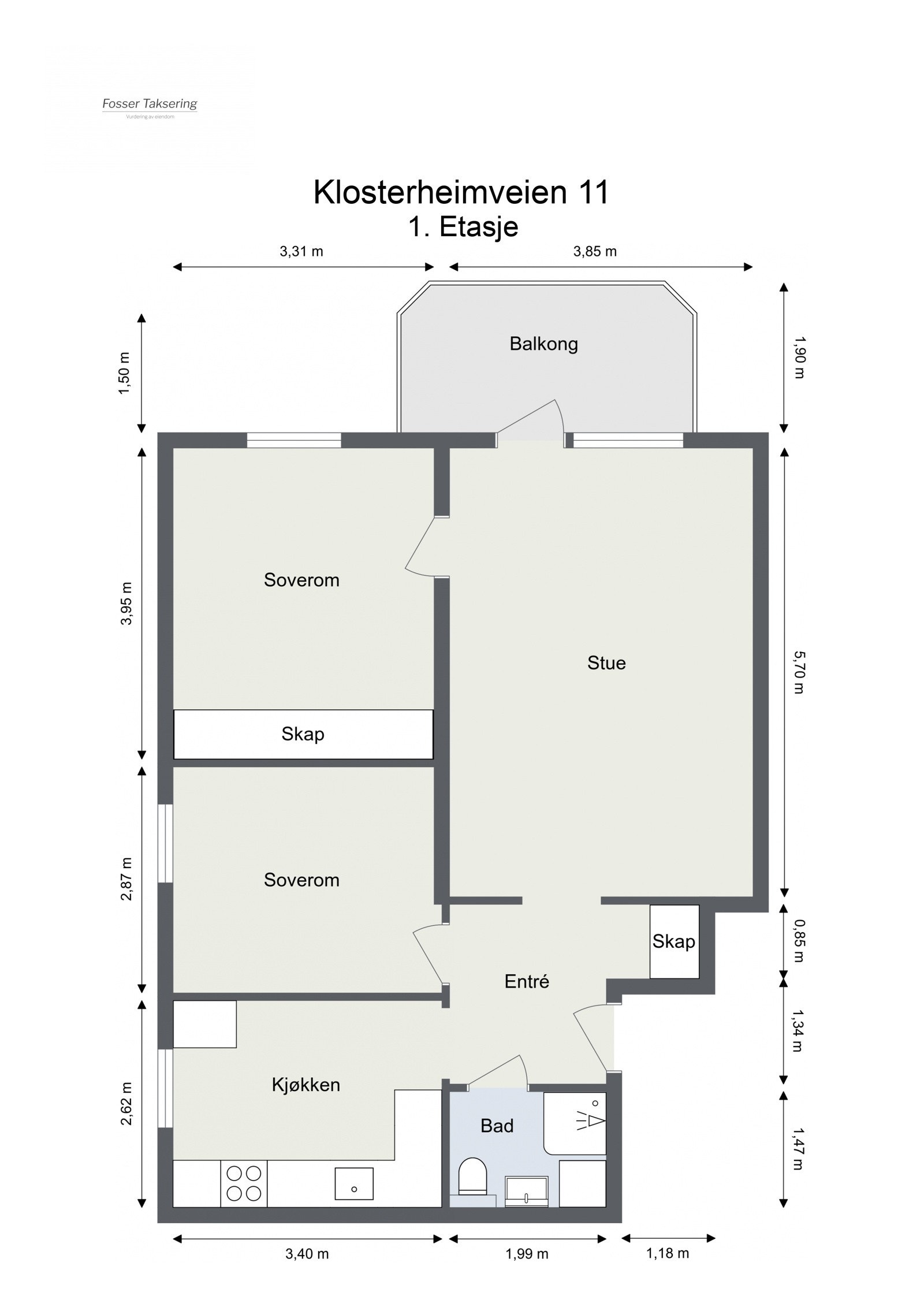 Plantegning Klosterheimveien 11 - 1. Etasje Galleribilde