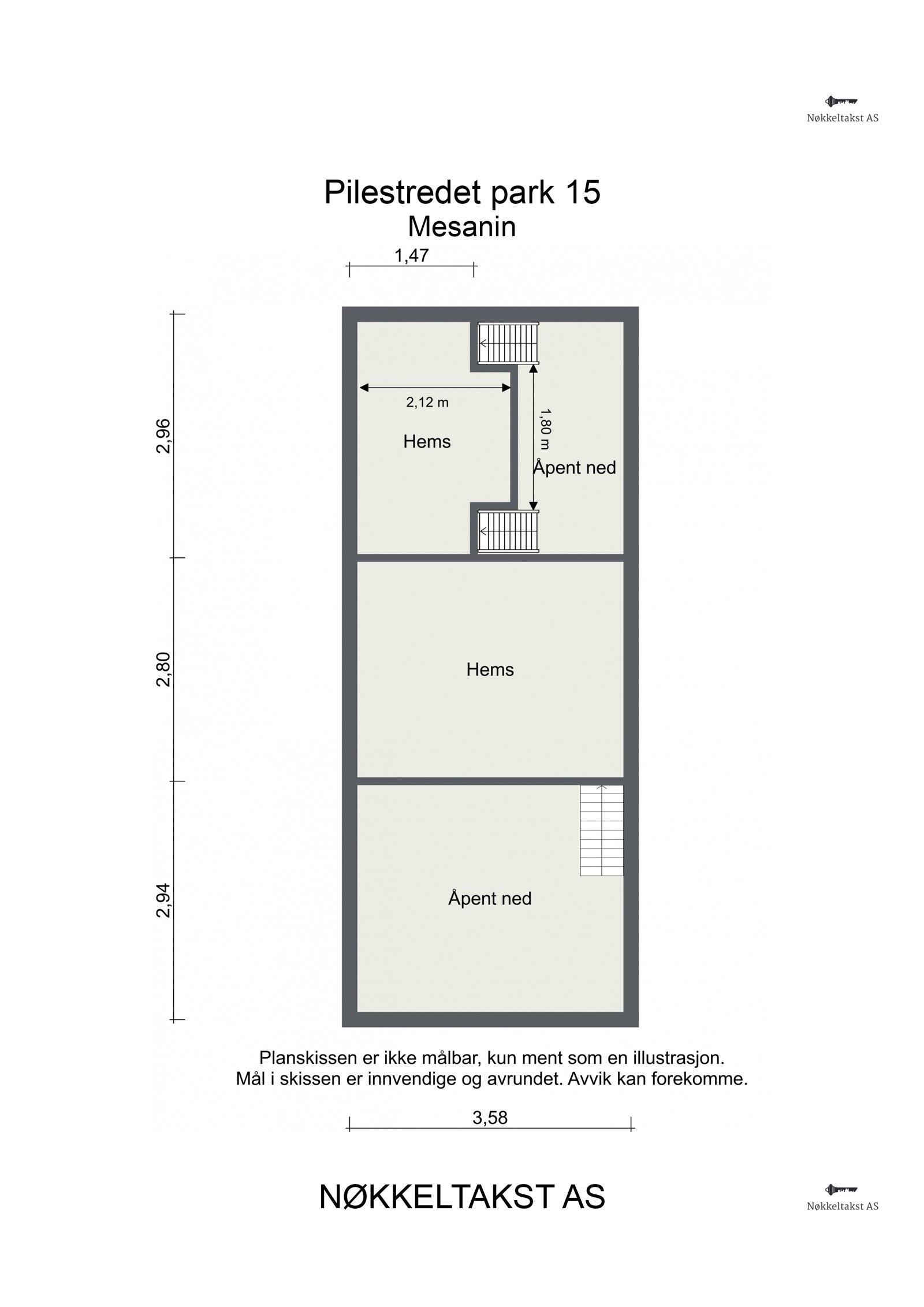Plantegning Mezzanin/Hems. Galleribilde