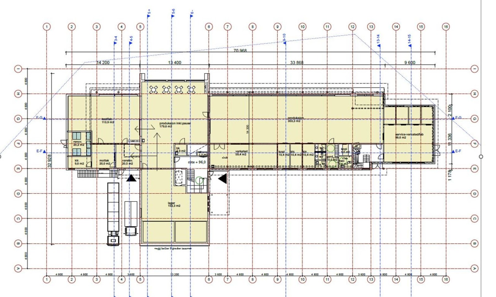 Byggets 1. etasje utgjør ca. 1.300 kvm BTA. Fleksibelt areal med muligheter for etablering av showroom, kontorer produksjon. Galleribilde