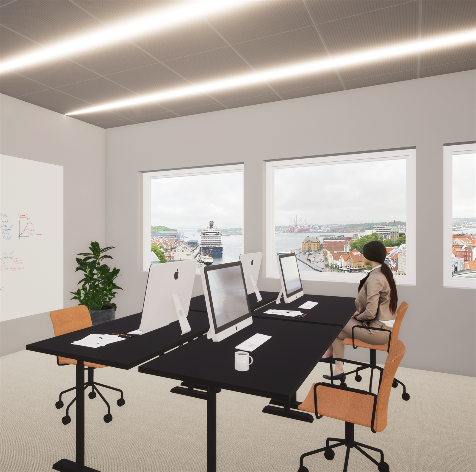 Illustrasjon - Apne arbeidsplasser med utsikt Galleribilde