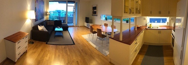 Stue og kjøkken (panoramabilde) Galleribilde