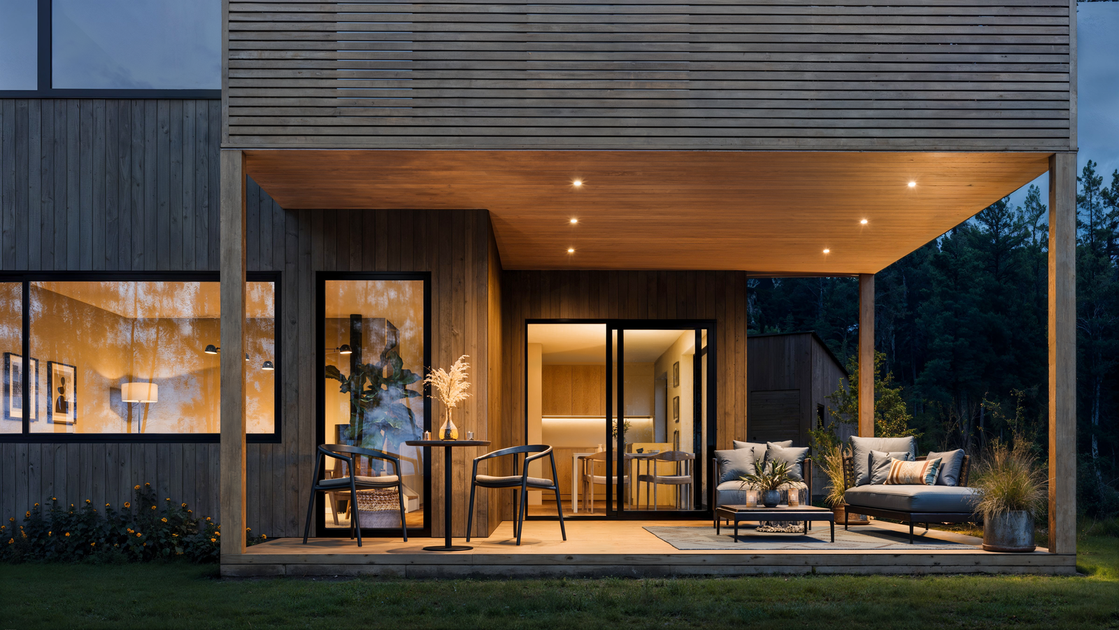 Tilbaketrukket terrasse med overbygg Galleribilde