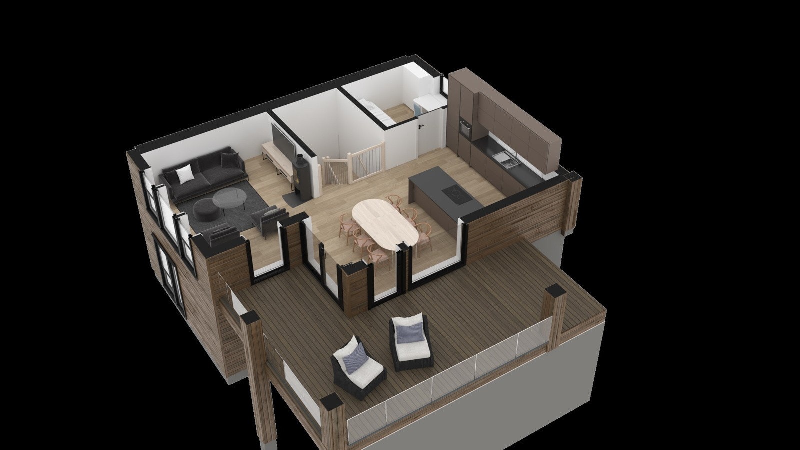 Bolig 5 og Bolig 6 - Tomannsboligover to plan - Planløsning første etasje Galleribilde