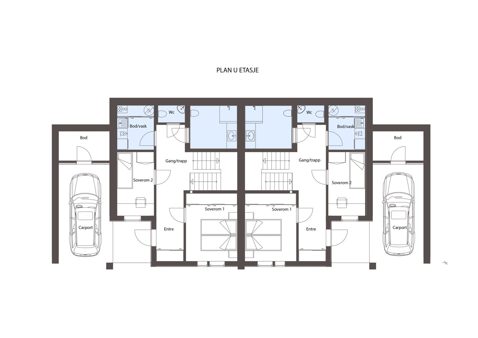 Bolig 5 og Bolig 6 Planløsning underetasje Galleribilde